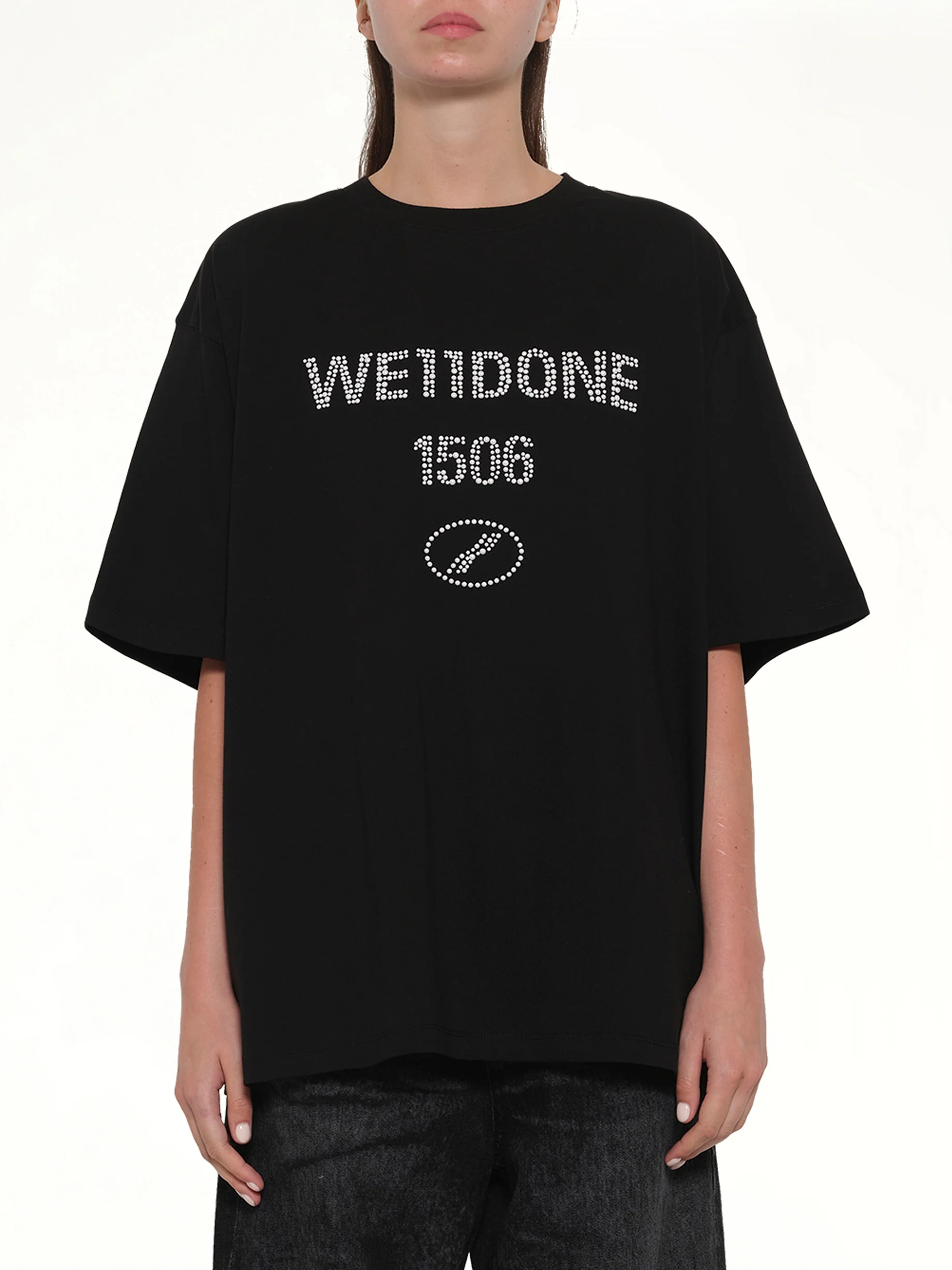 Washed Pearly Collegiate T-Shirt in Black