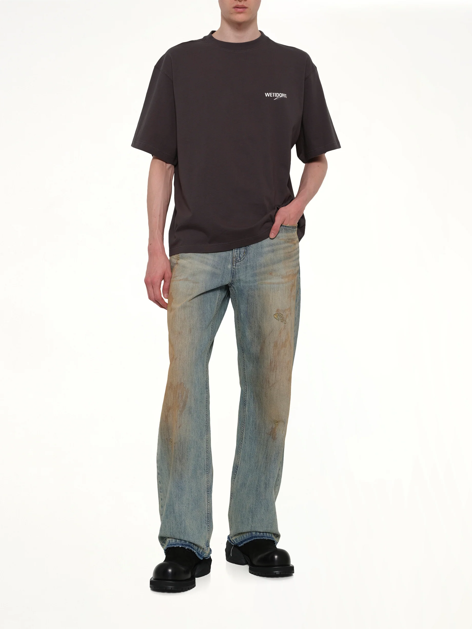 Wave Logo Short Sleeve T-Shirt in Charcoal - Image 4