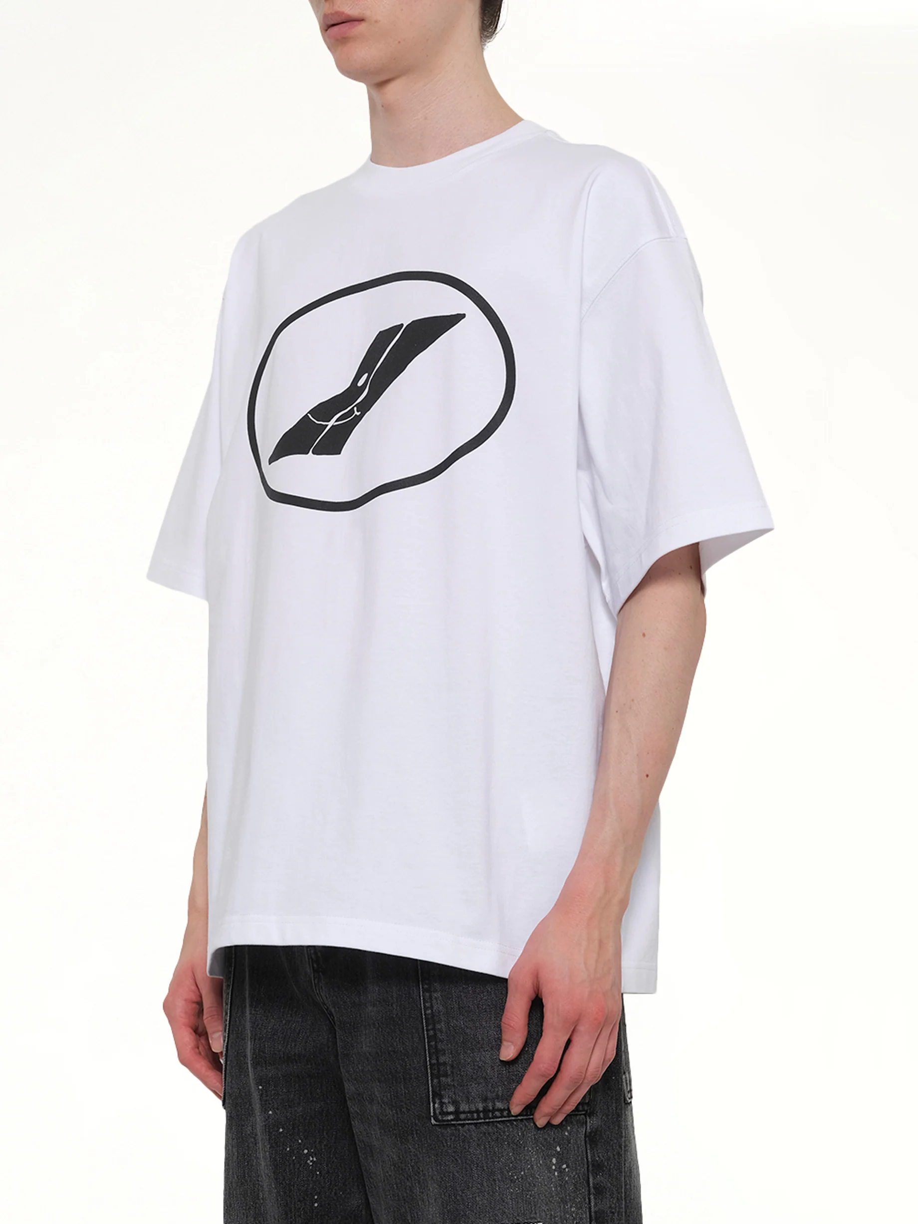 We11done Print T-Shirt in White - Image 3