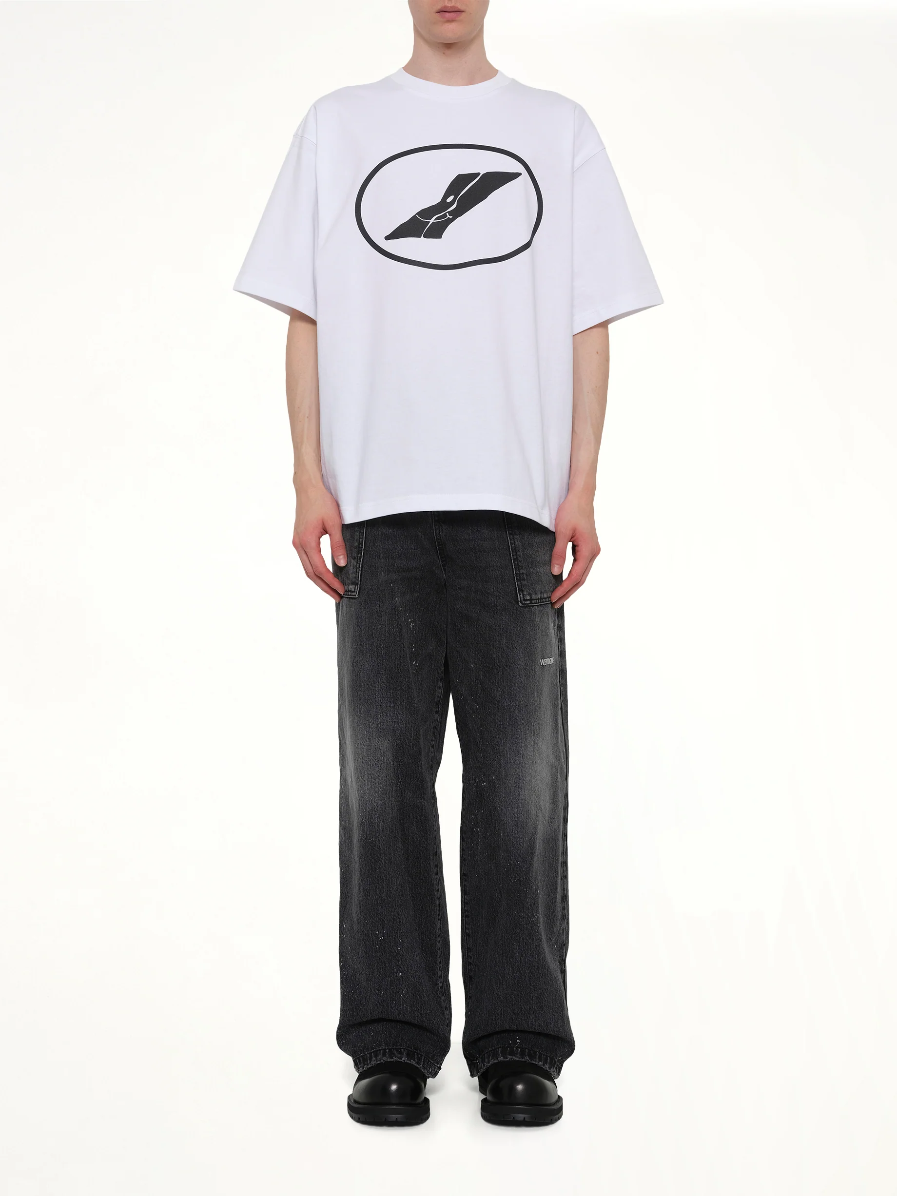 We11done Print T-Shirt in White - Image 7