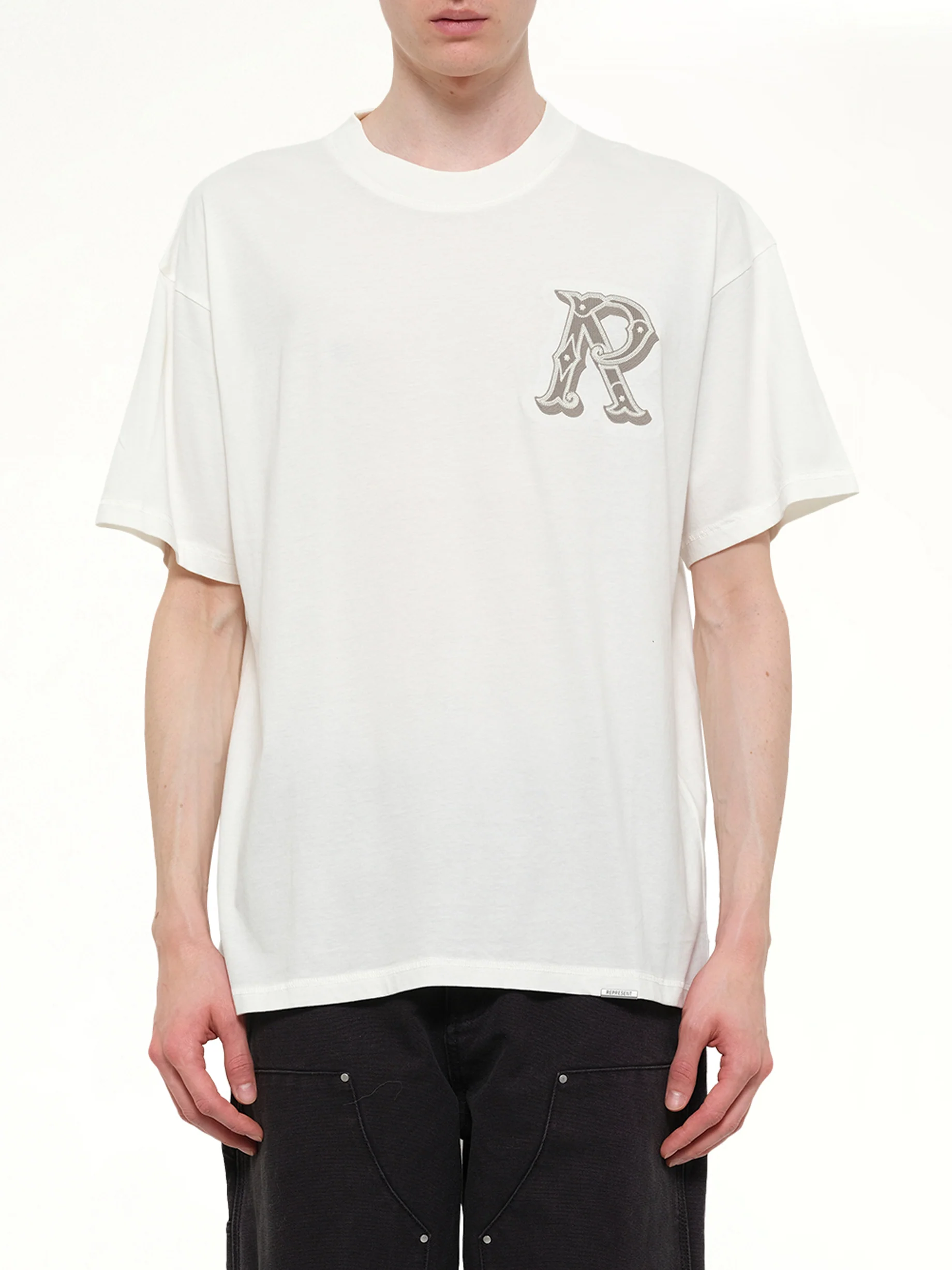 Western Initial T-Shirt in Flat White