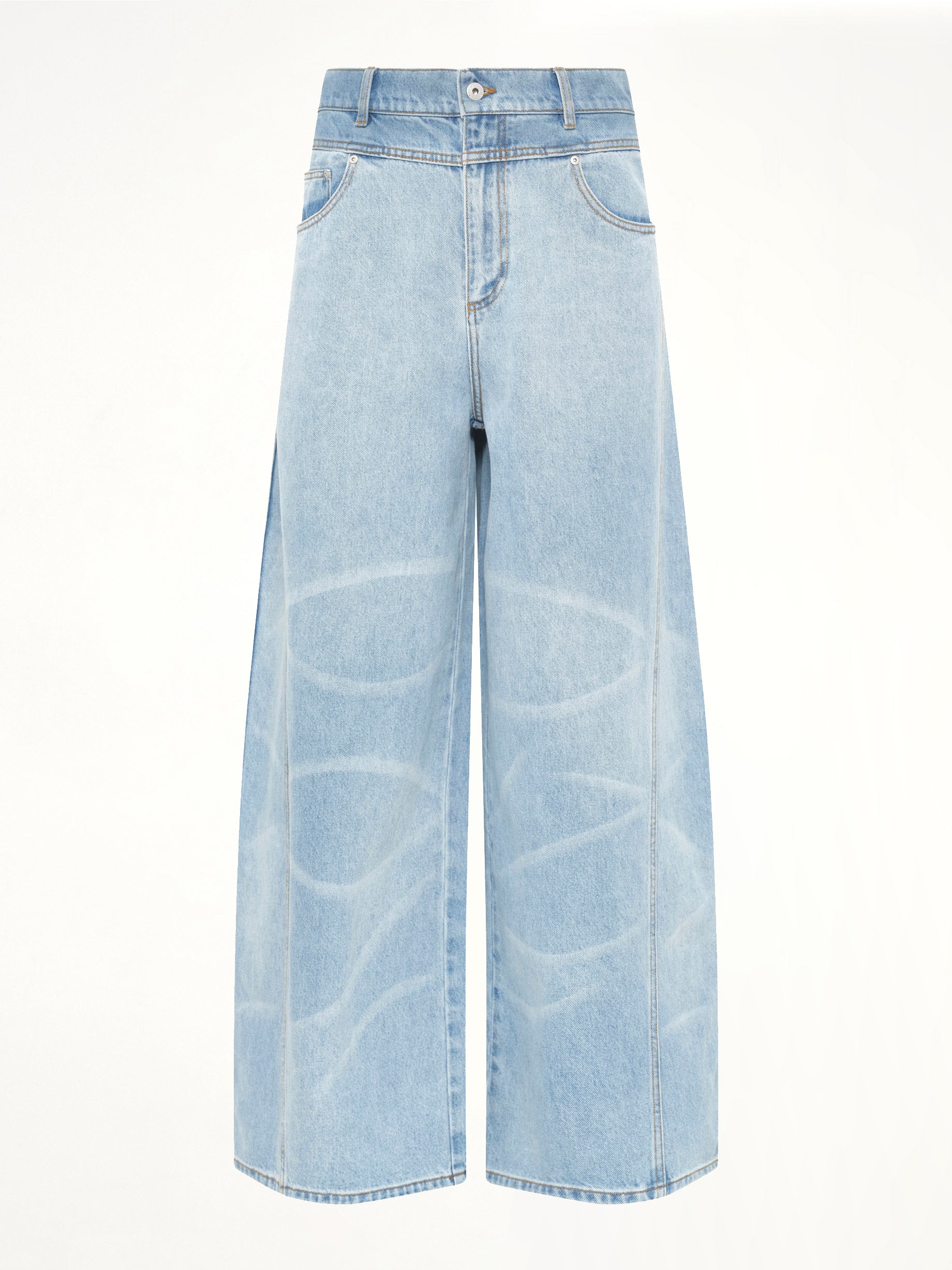 Wide Leg Denim Trousers in Blue - Image 2
