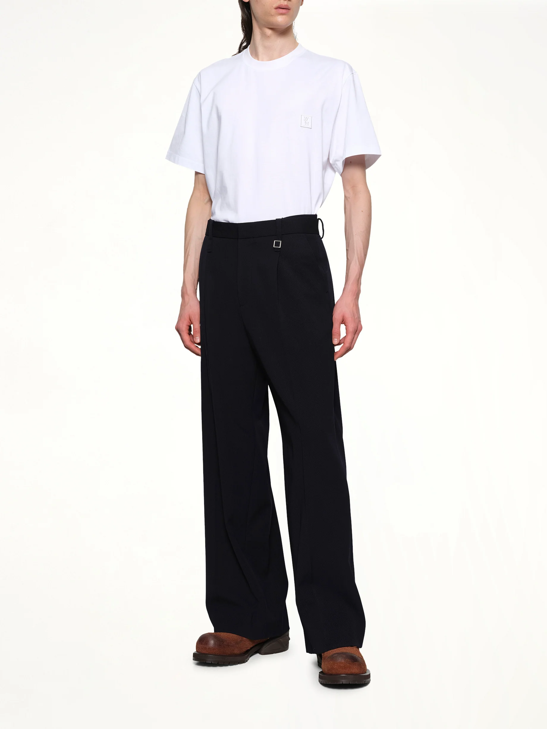 Wide Slacks in Navy - Image 4