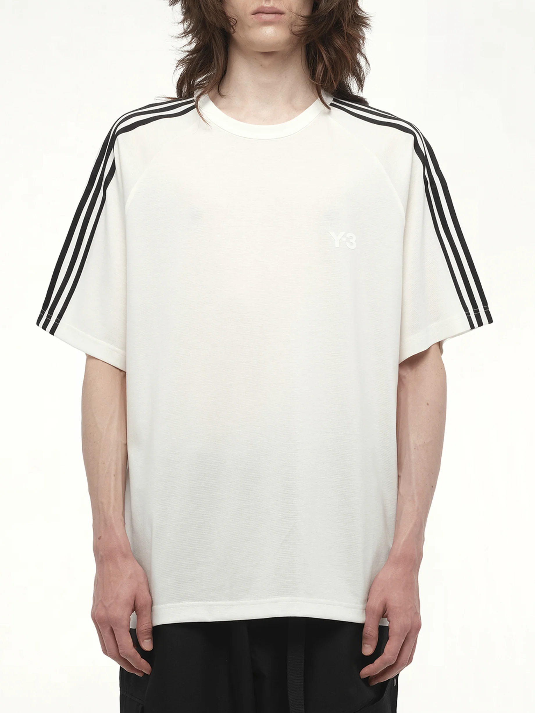 Wire Stripe Short Sleeve T-Shirt in White