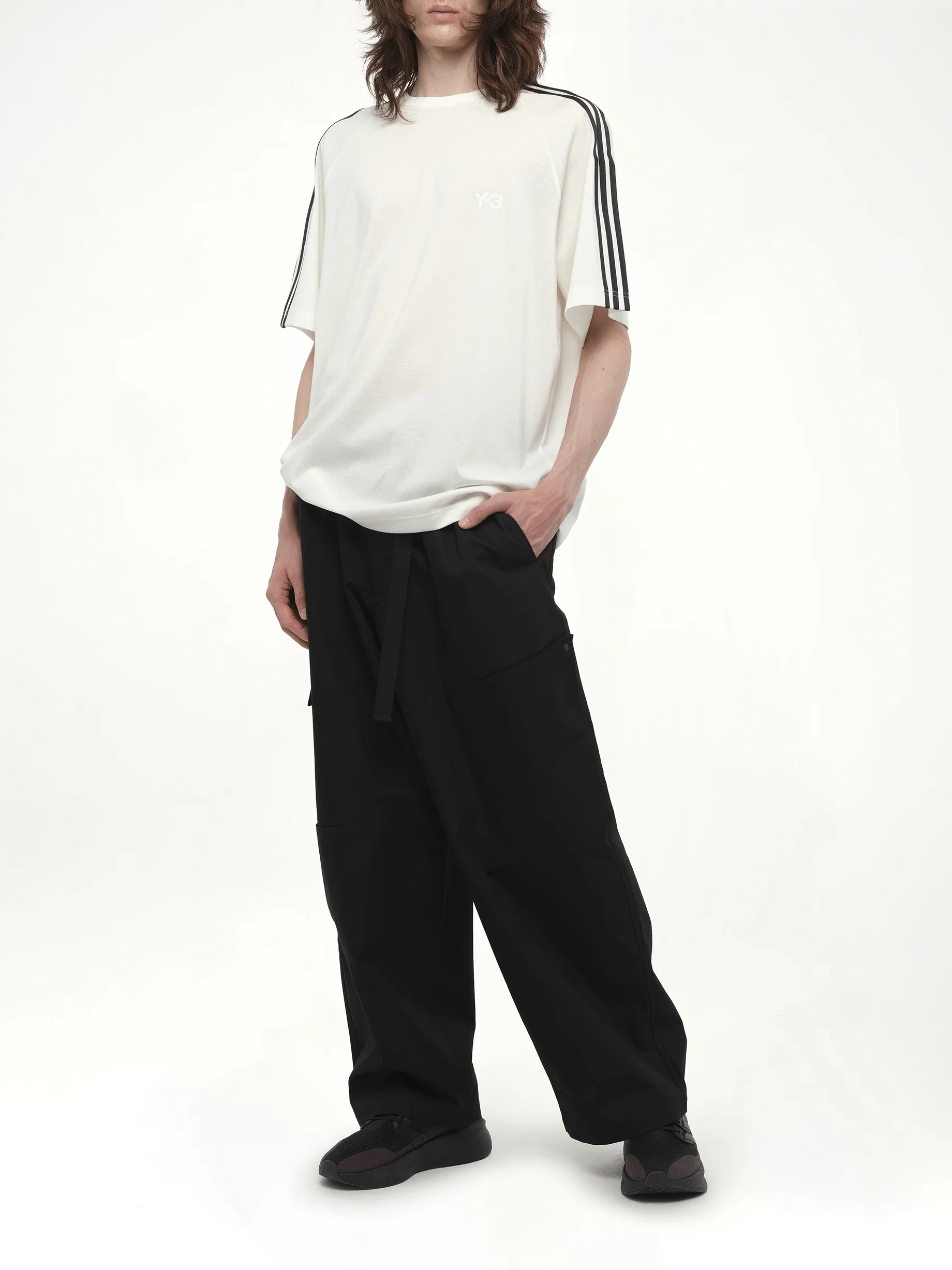 Wire Stripe Short Sleeve T-Shirt in White - Image 4