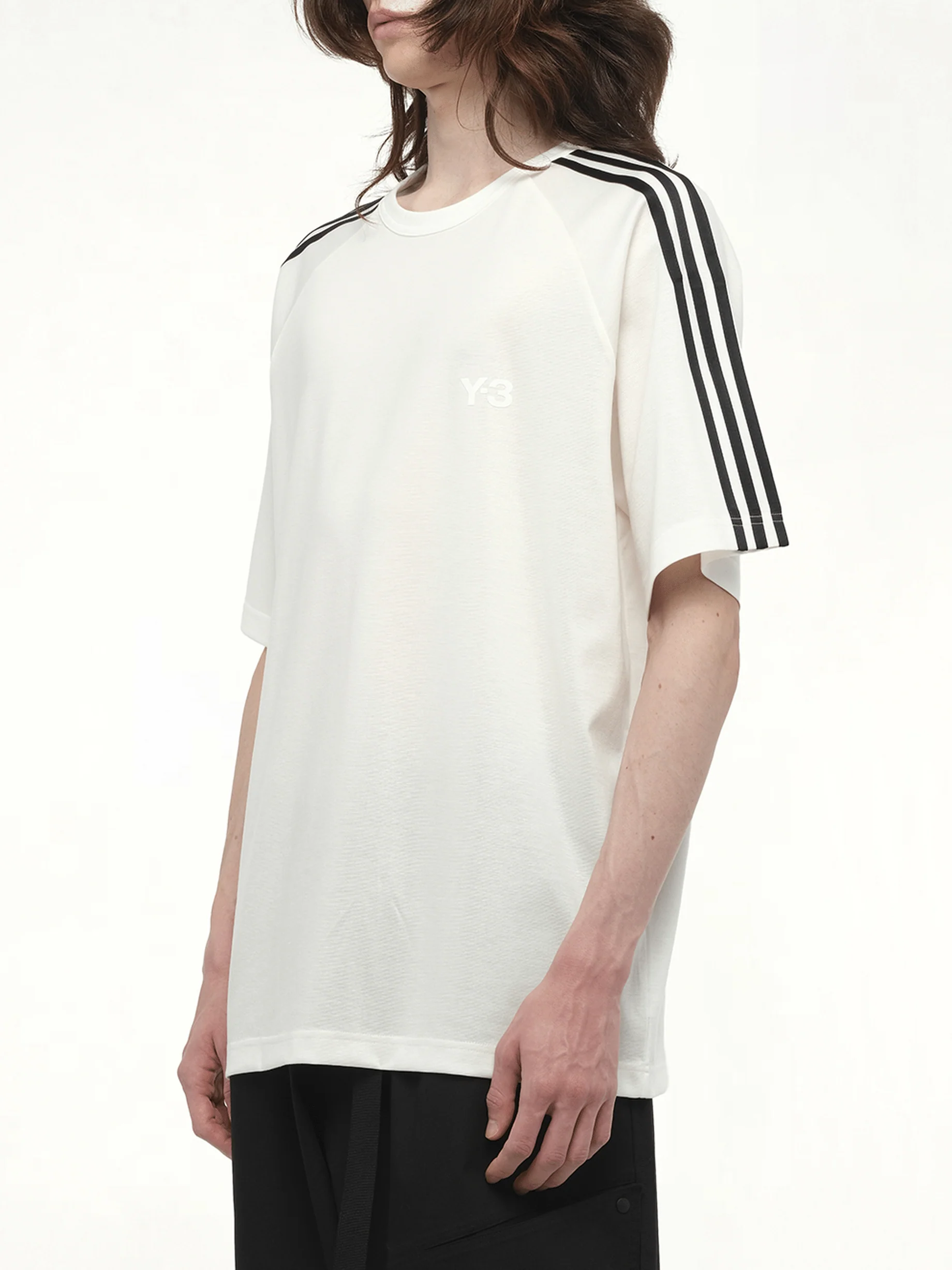 Wire Stripe Short Sleeve T-Shirt in White - Image 5