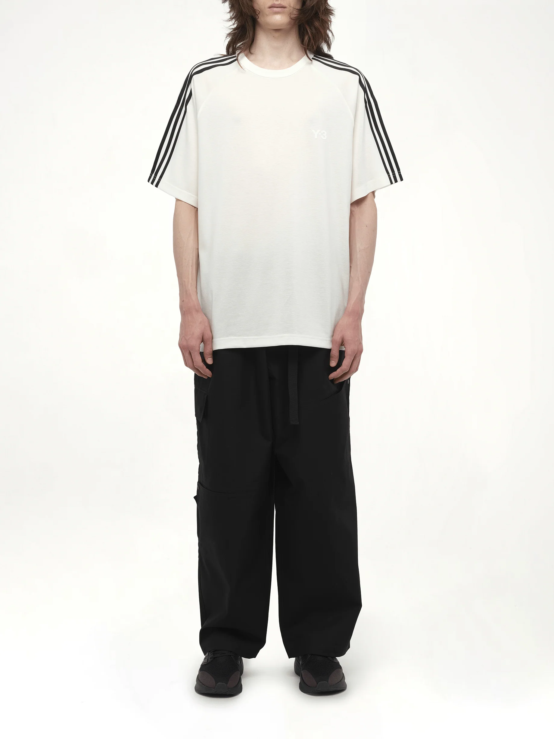 Wire Stripe Short Sleeve T-Shirt in White - Image 7