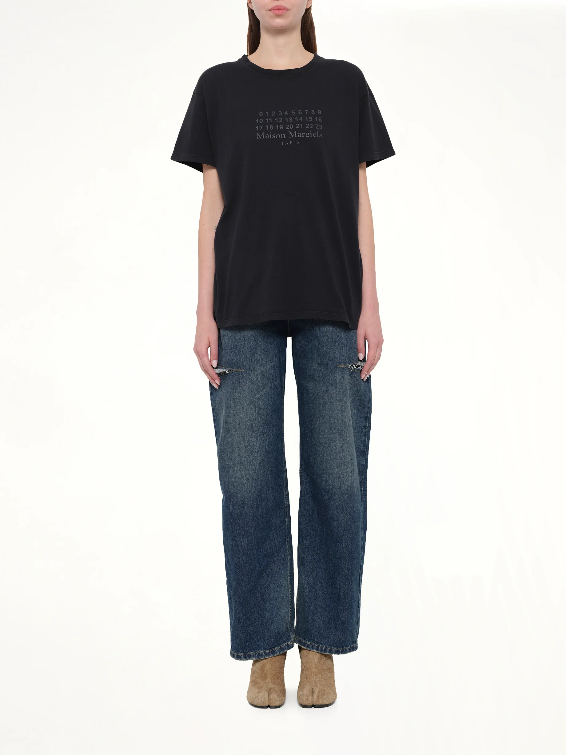 Maison Margiela Logo T-Shirt in Washed Black - Image 4