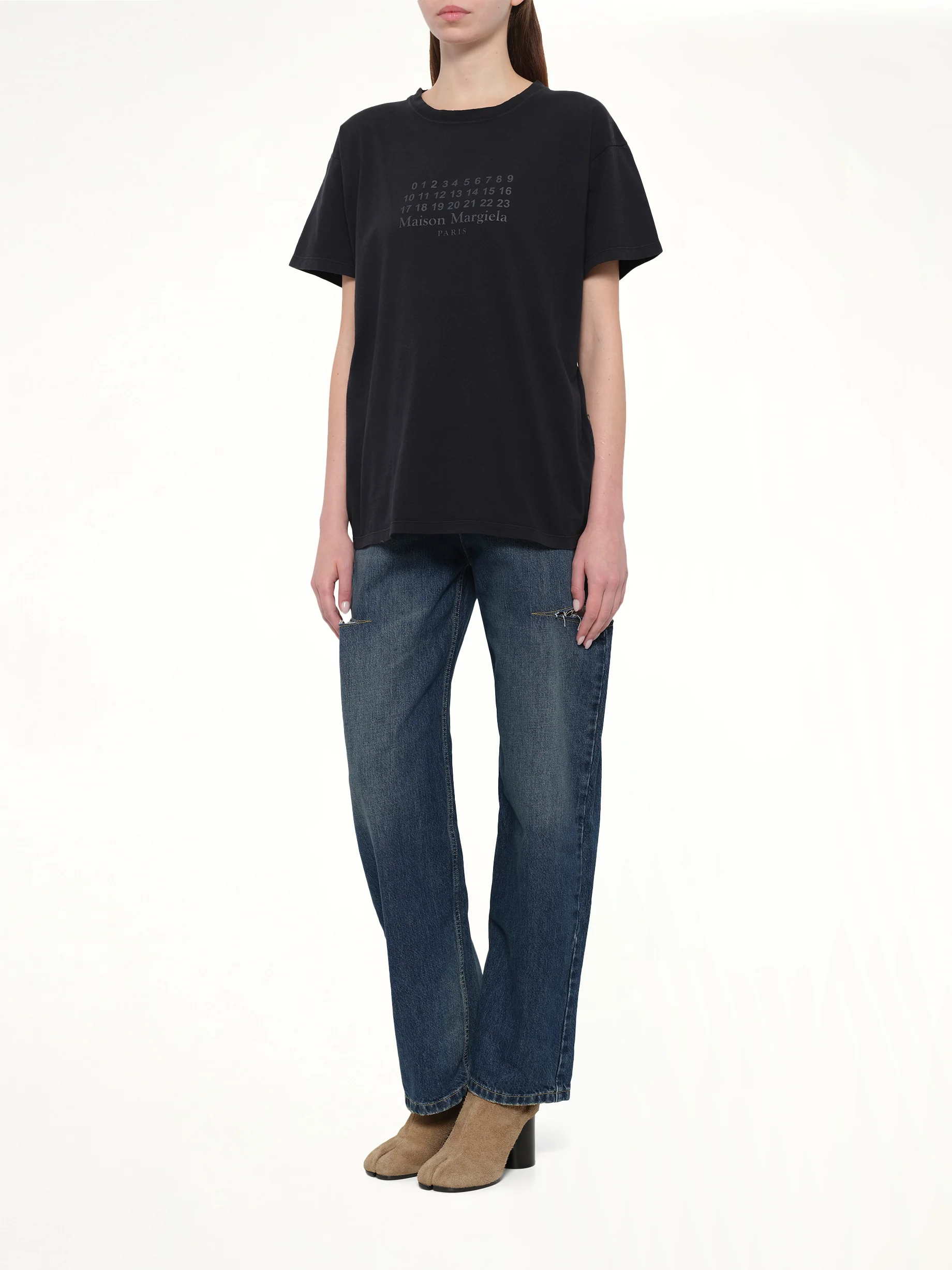 Maison Margiela Logo T-Shirt in Washed Black - Image 7