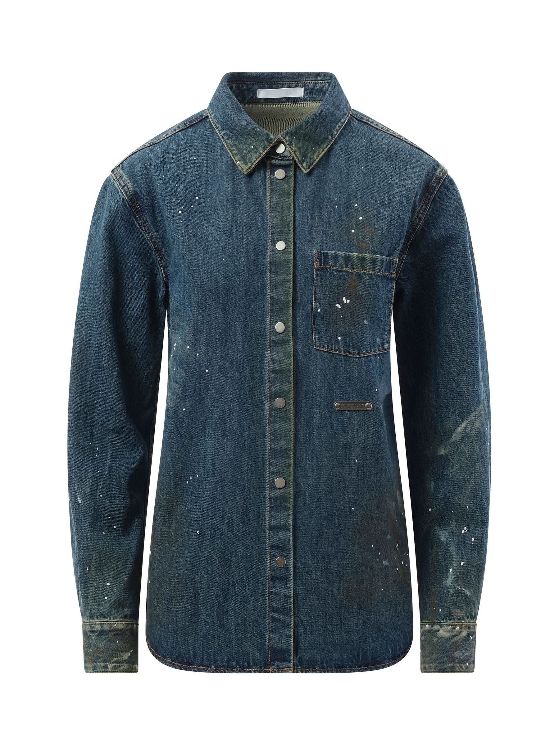 Painted Denim Shirt in Mid Indigo - Image 2