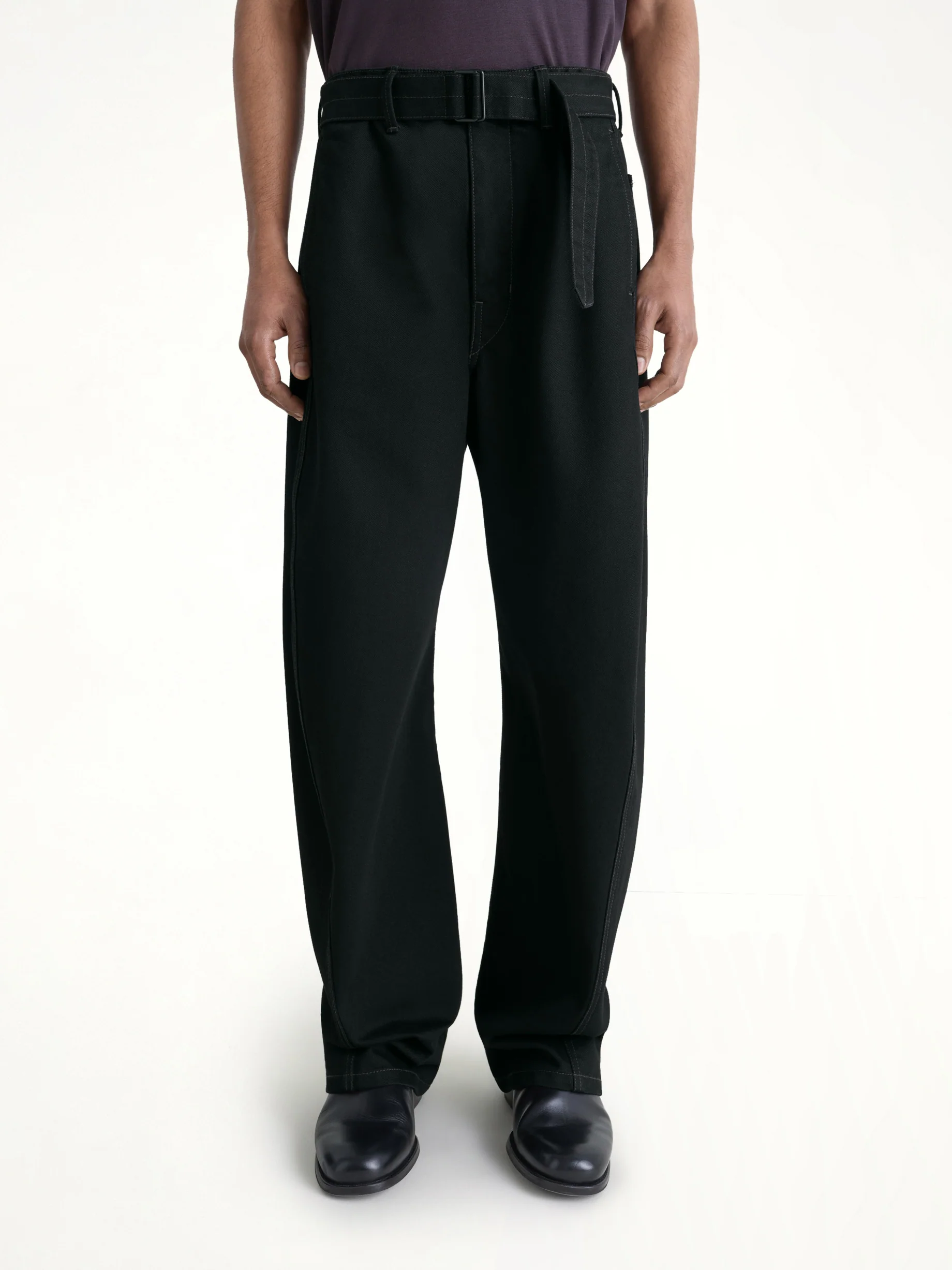 Twisted Belted Pants In Black - Image 7
