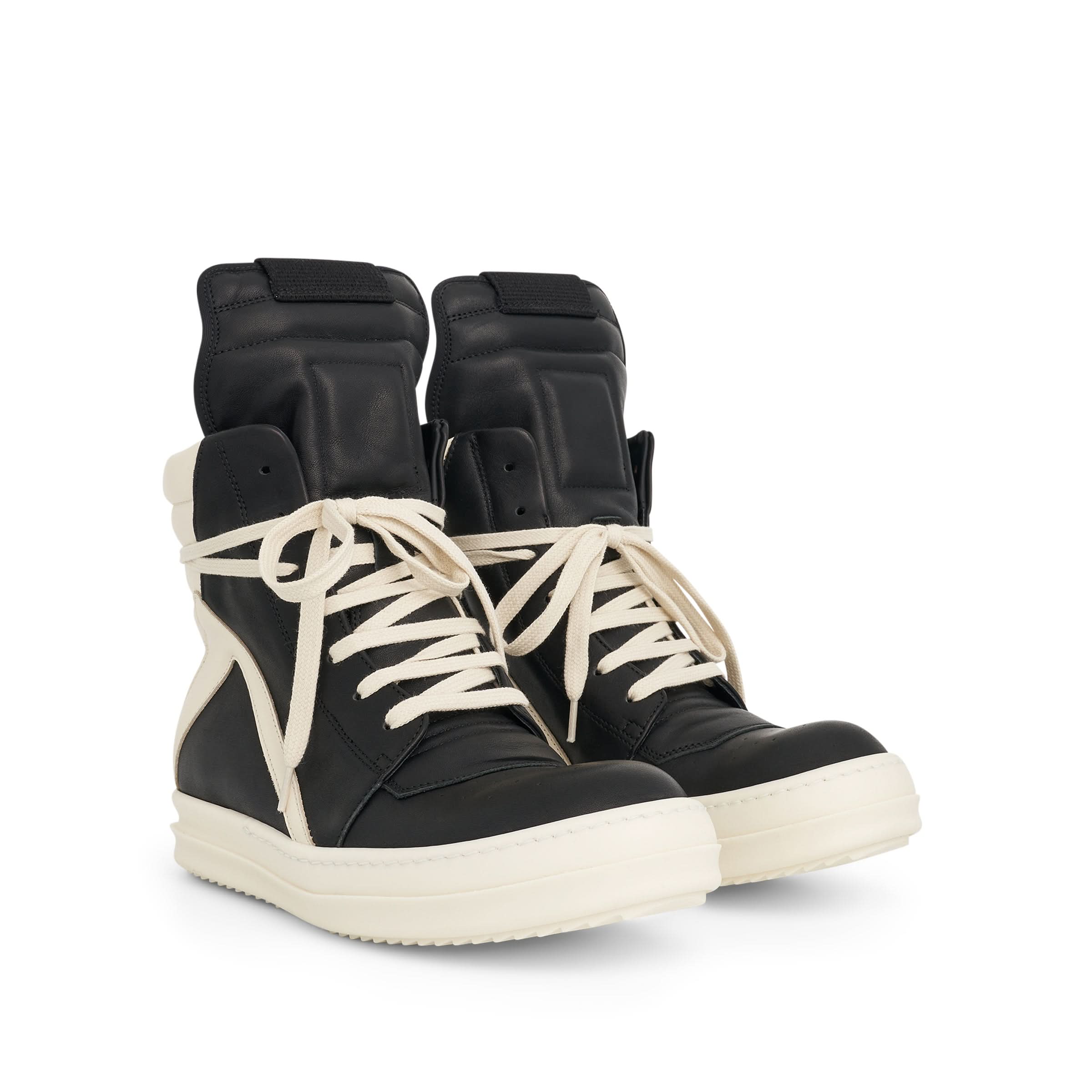 Women Washed Calf Geobasket Leather Sneaker in Black/Milk - Image 2