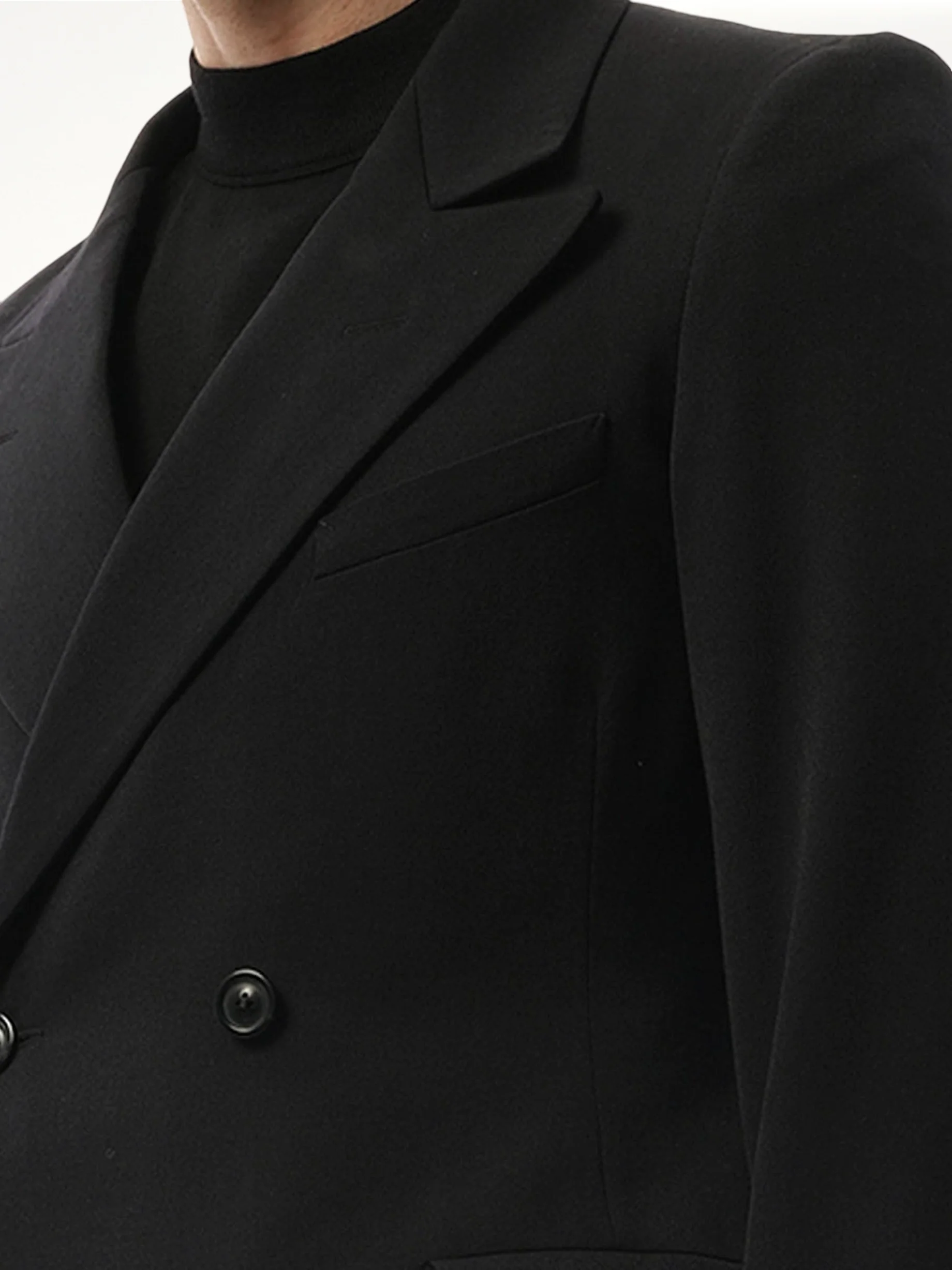 Wool Barathea Suit Jacket in Black - Image 3
