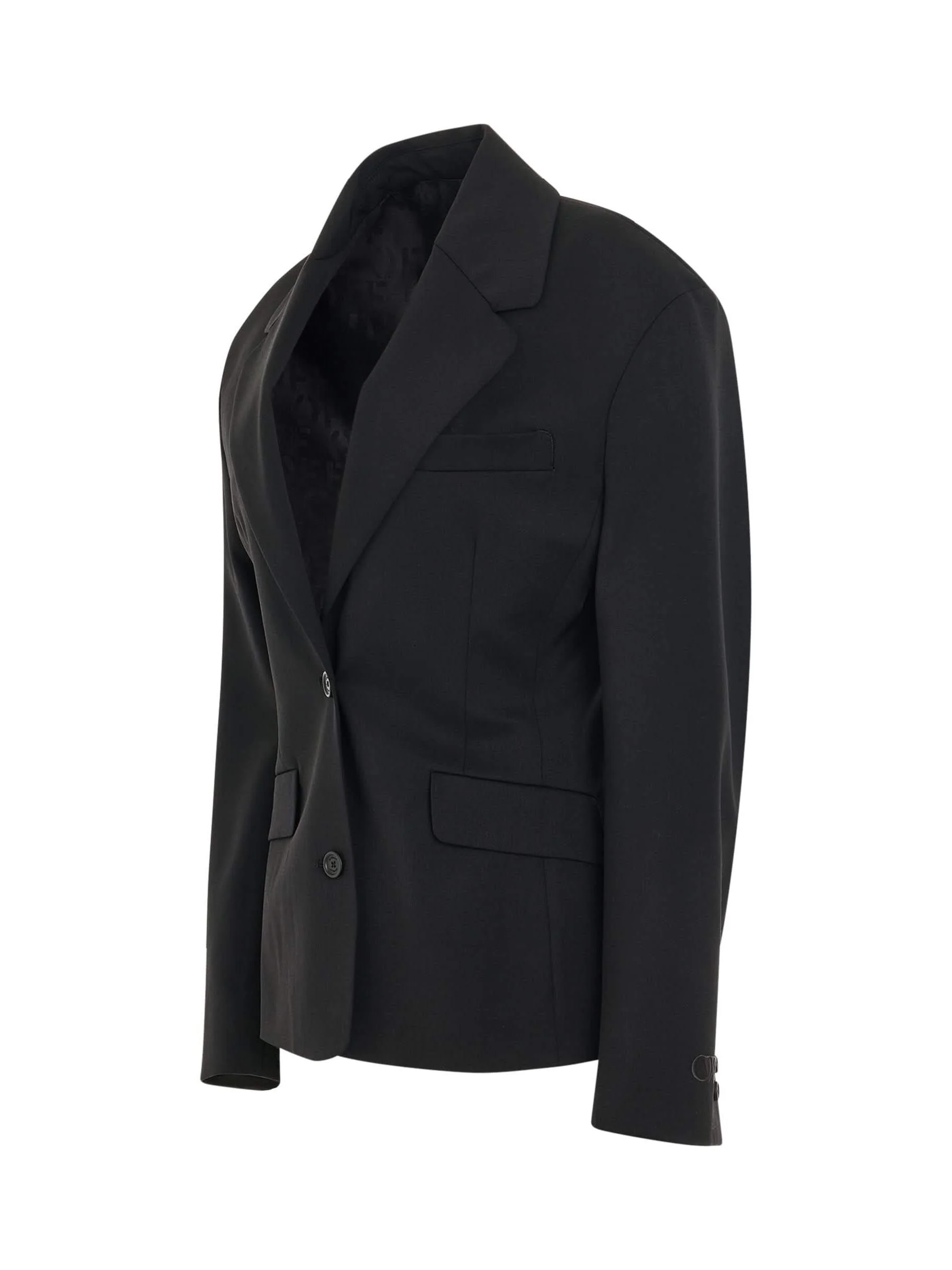 Wool Blend Round Jacket in Black - Image 2