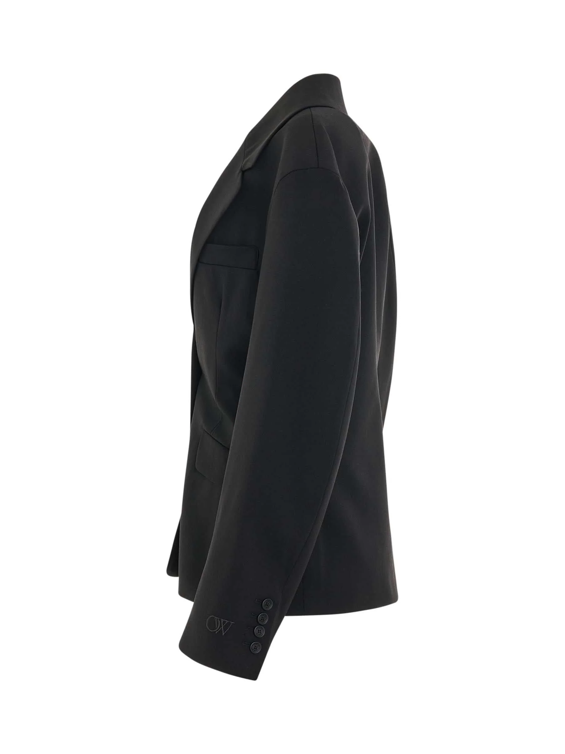 Wool Blend Round Jacket in Black - Image 3