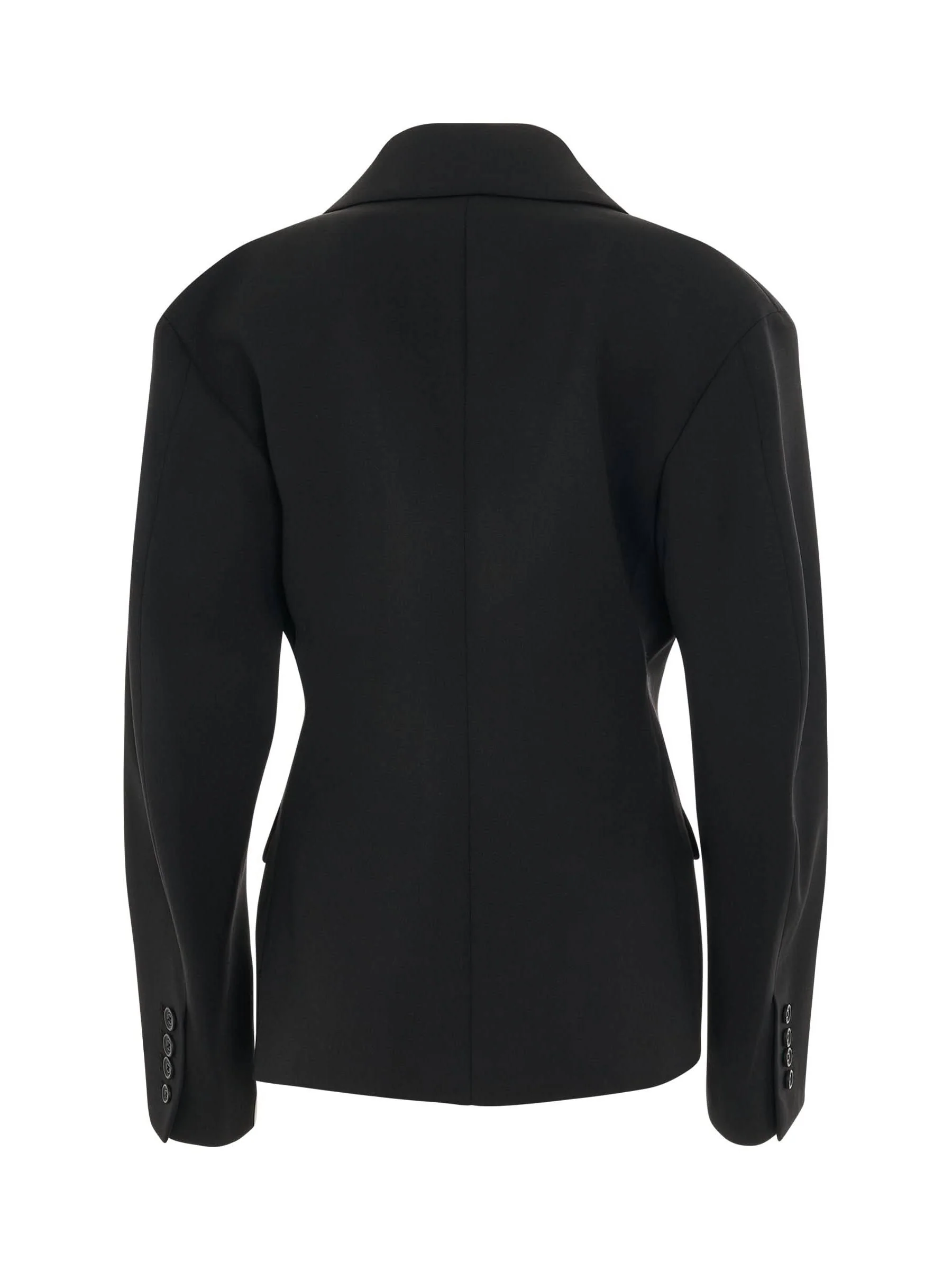 Wool Blend Round Jacket in Black - Image 4