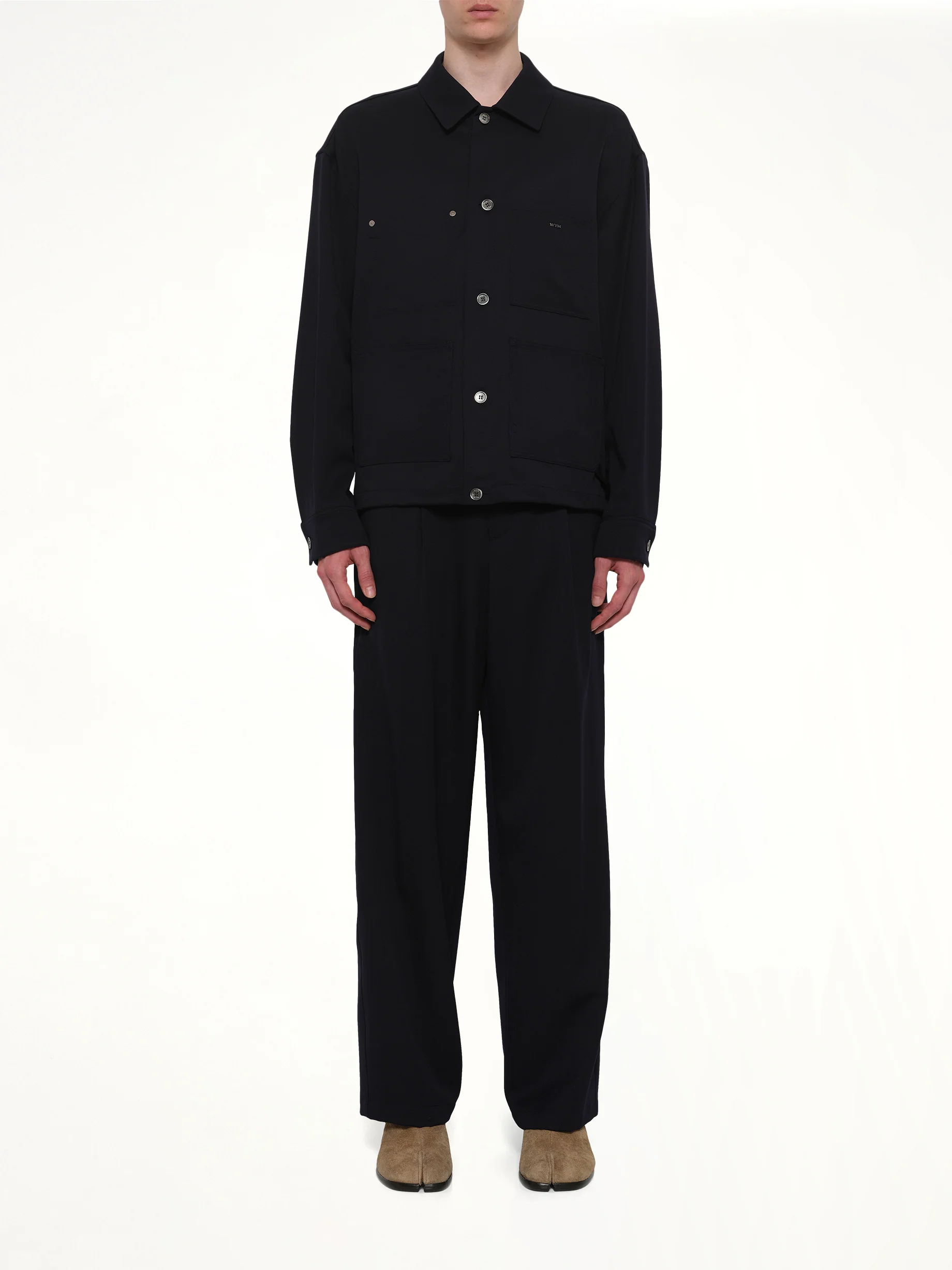 Wool Button Shirt in Navy - Image 7