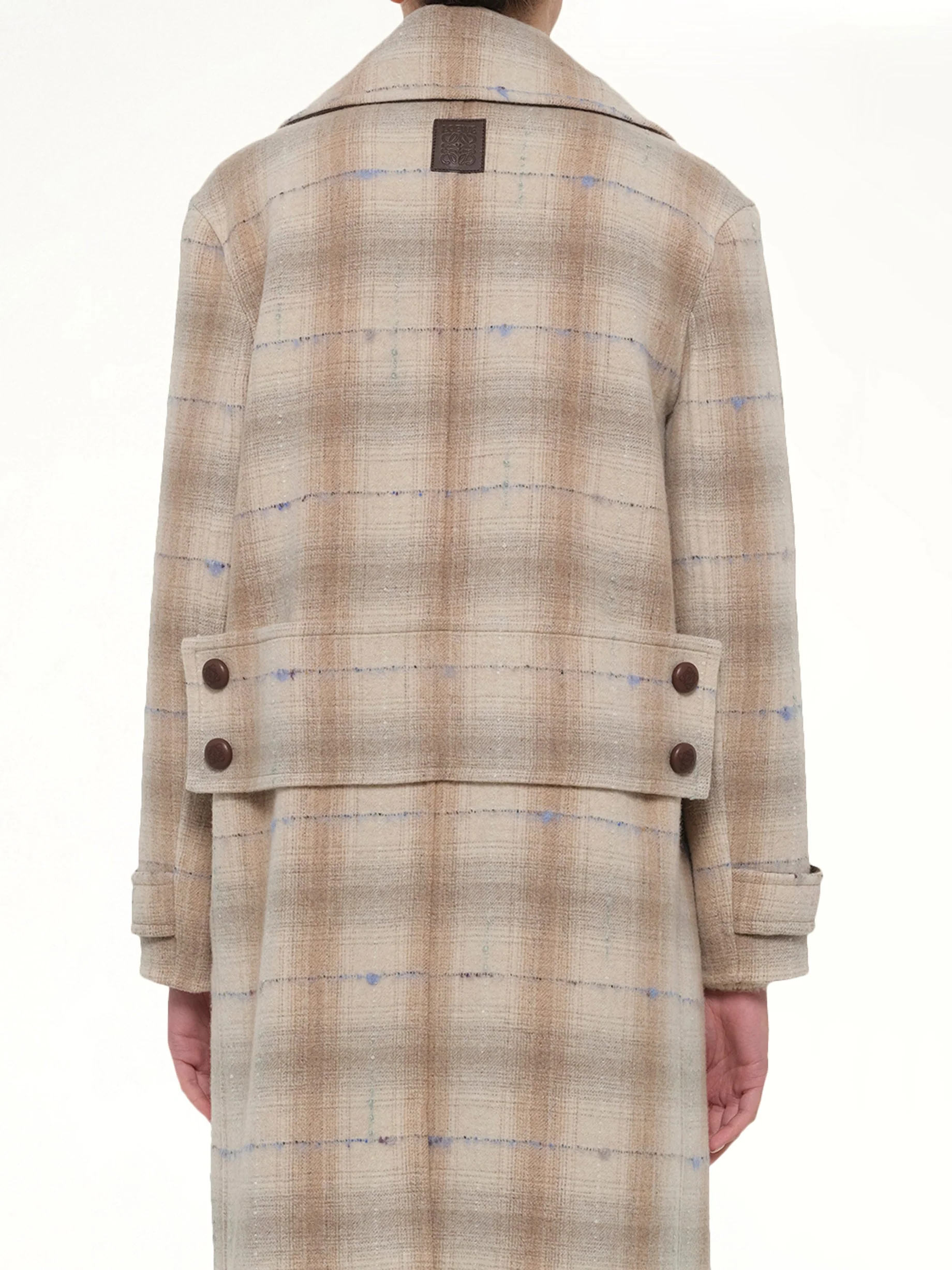 Wool Check Coat in Beige - Image 5