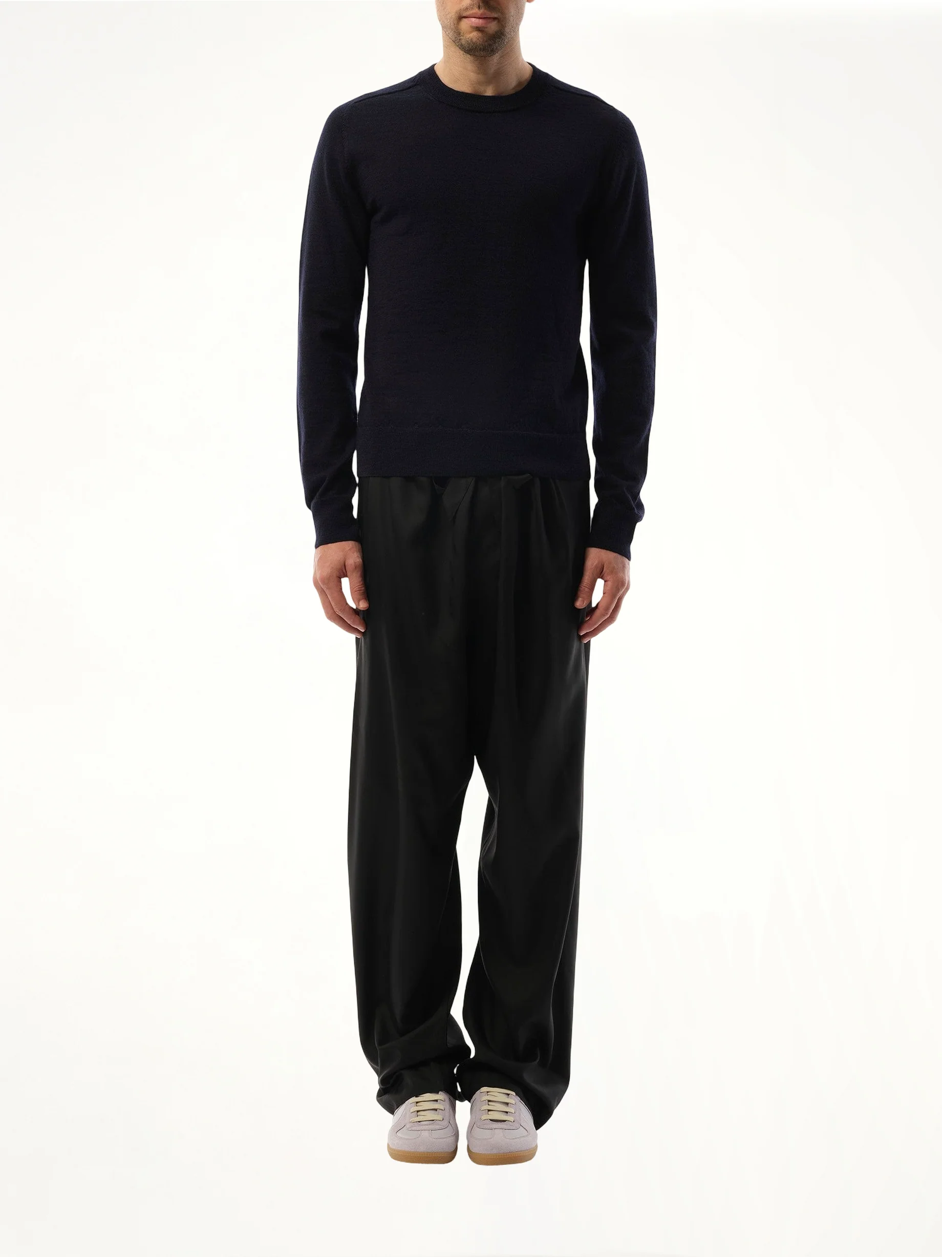 Wool Crewneck Sweater in Dark Blue - Image 4