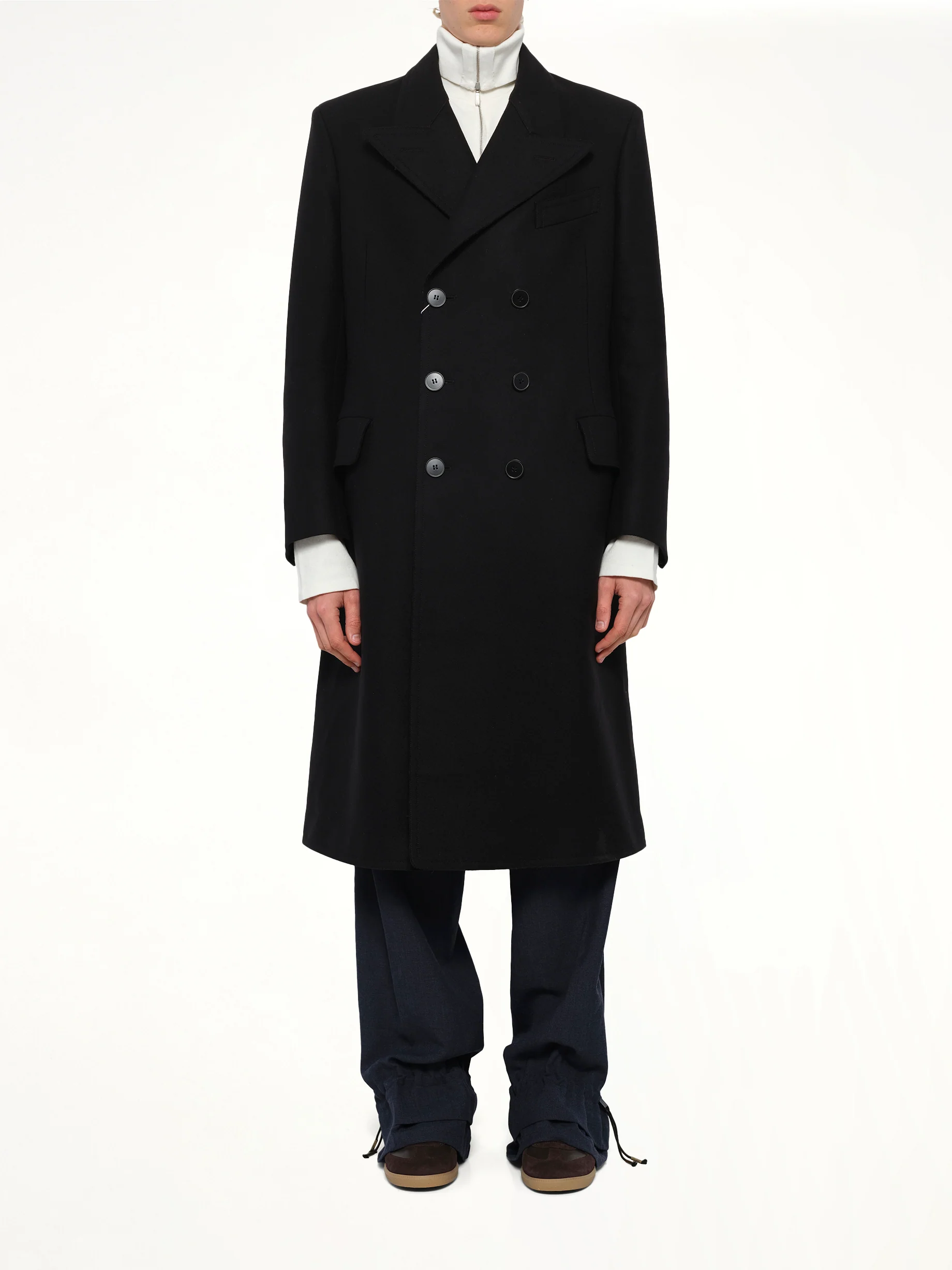 Wool Long Coat in Black - Image 7
