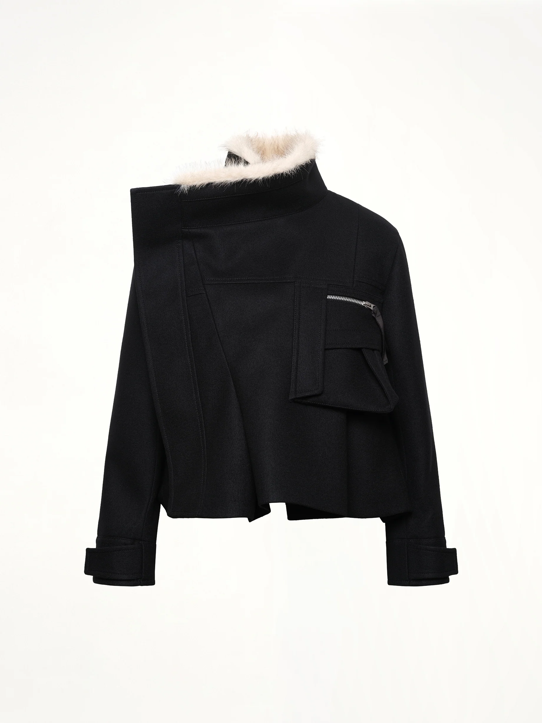 Wool Melton Blouson in Black - Image 2