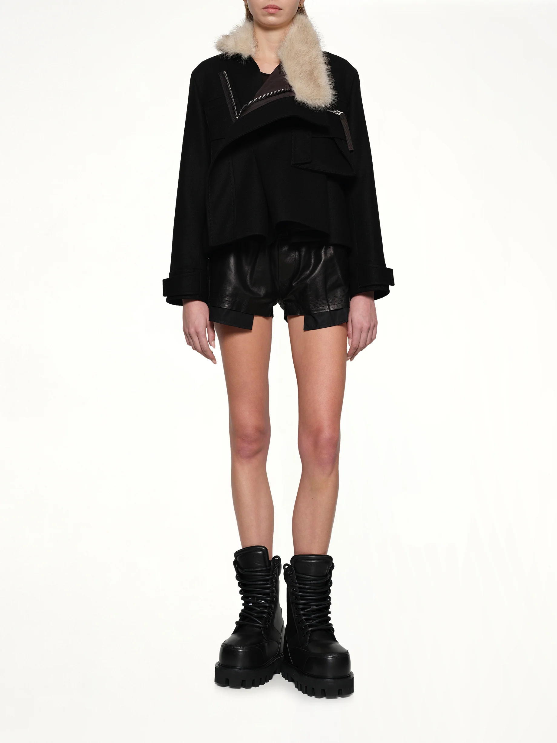 Wool Melton Blouson in Black - Image 4