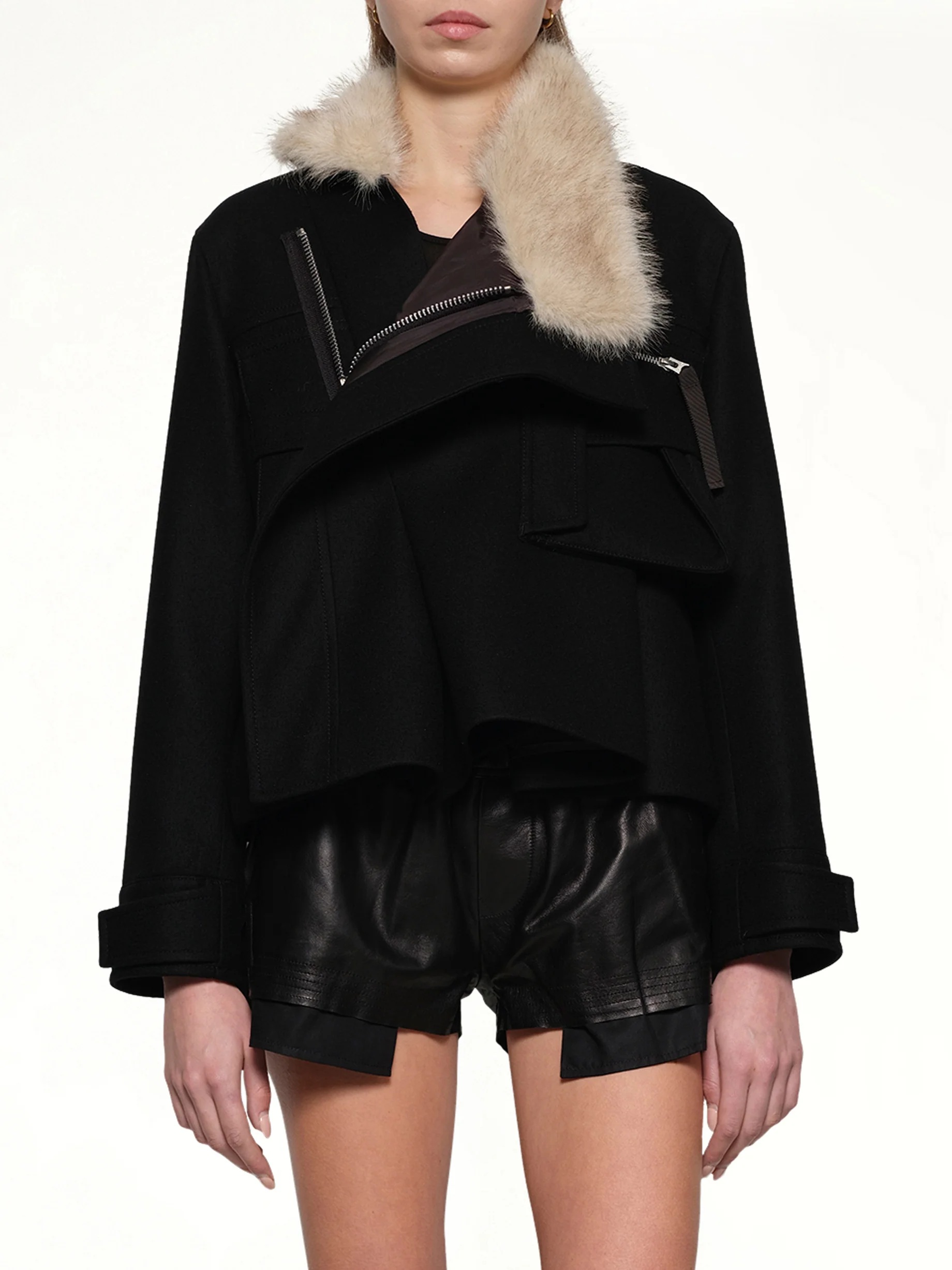 Wool Melton Blouson in Black - Image 6