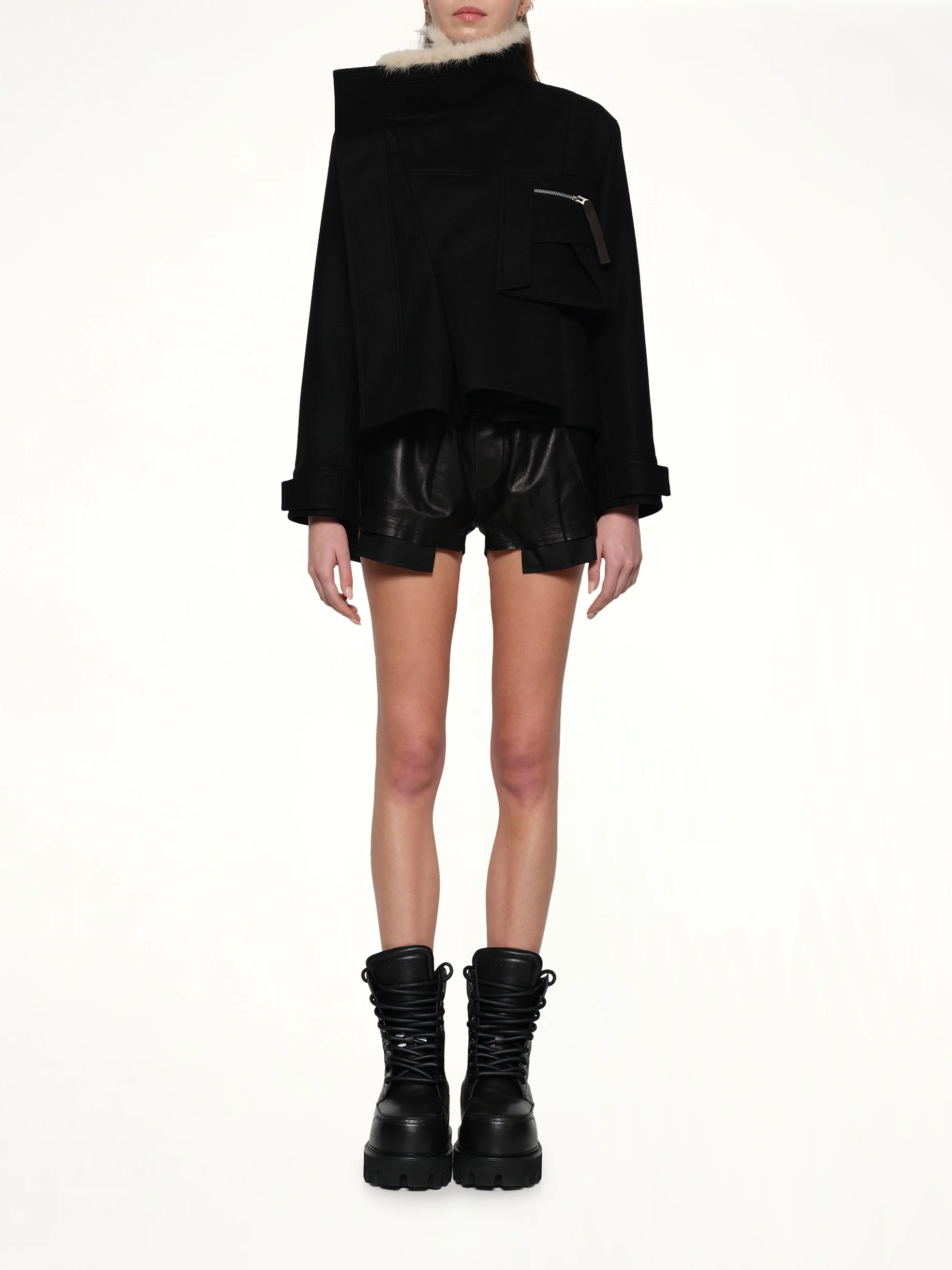 Wool Melton Blouson in Black - Image 7