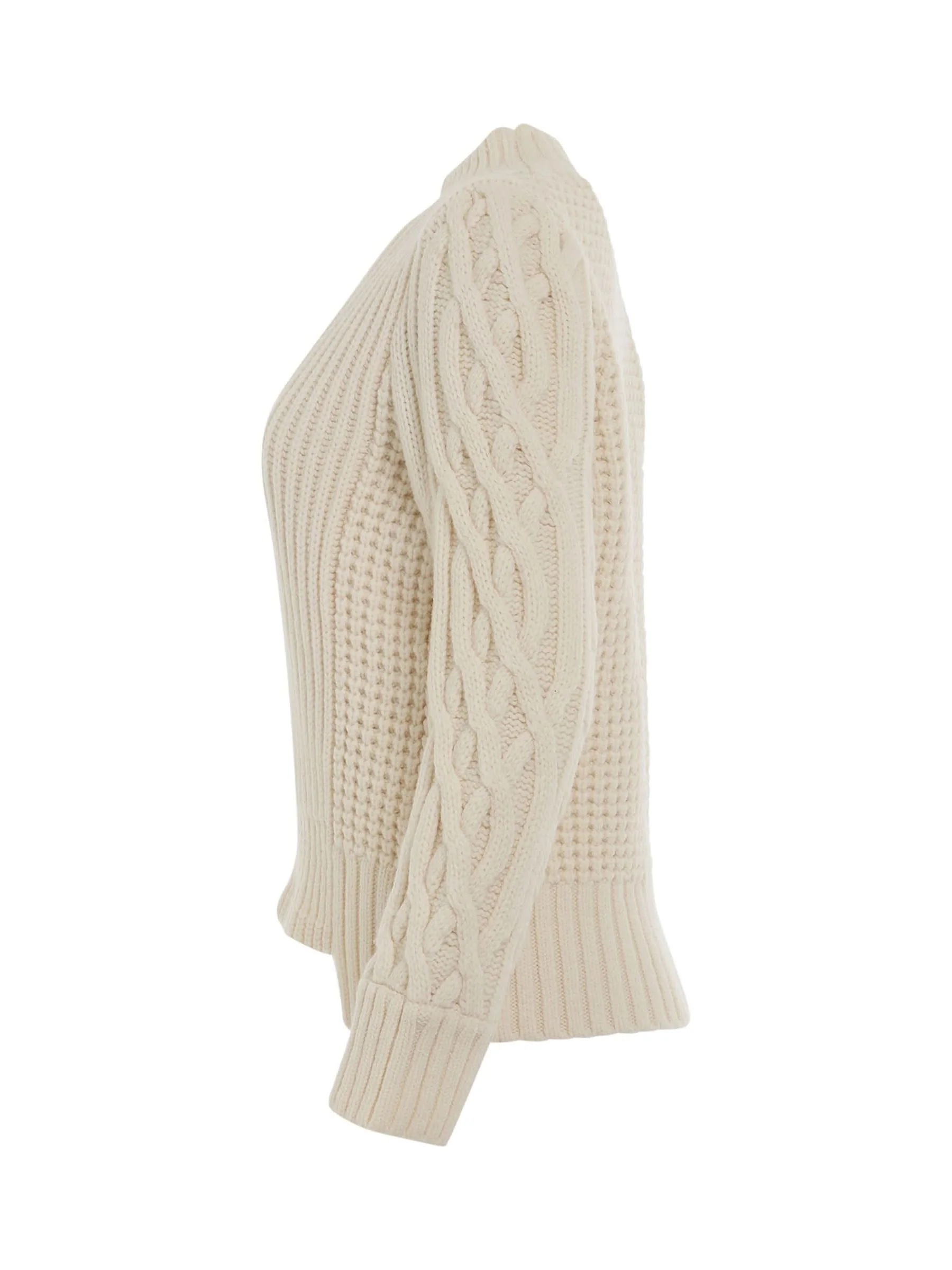 Wool Mohair Knit Pullover in Off White - Image 3