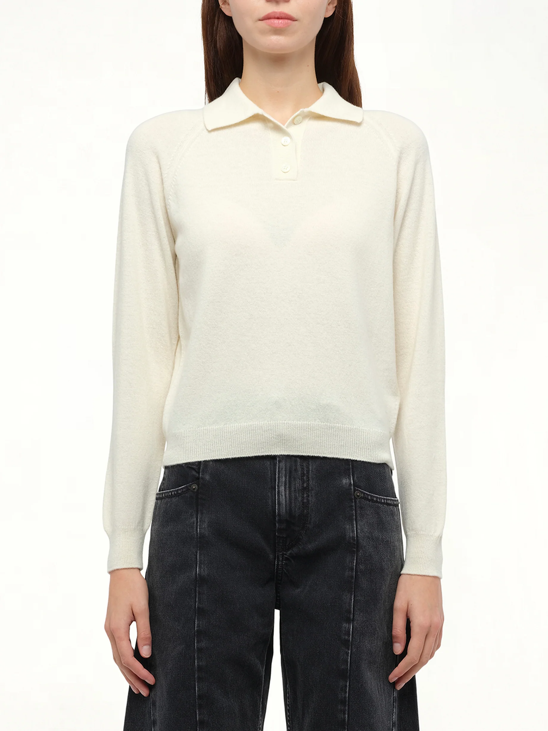 Wool Polo Shirt in Off White