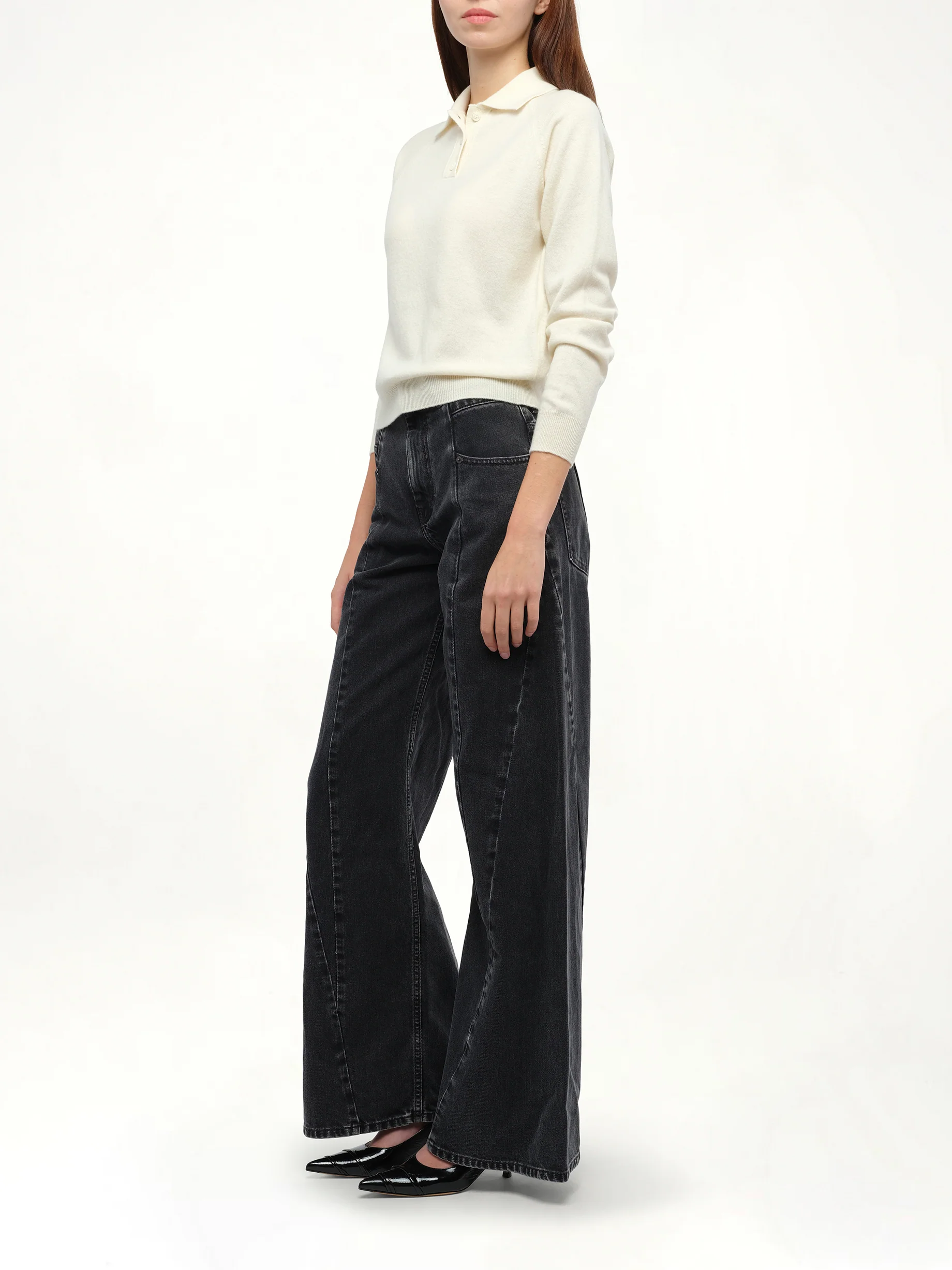 Wool Polo Shirt in Off White - Image 4