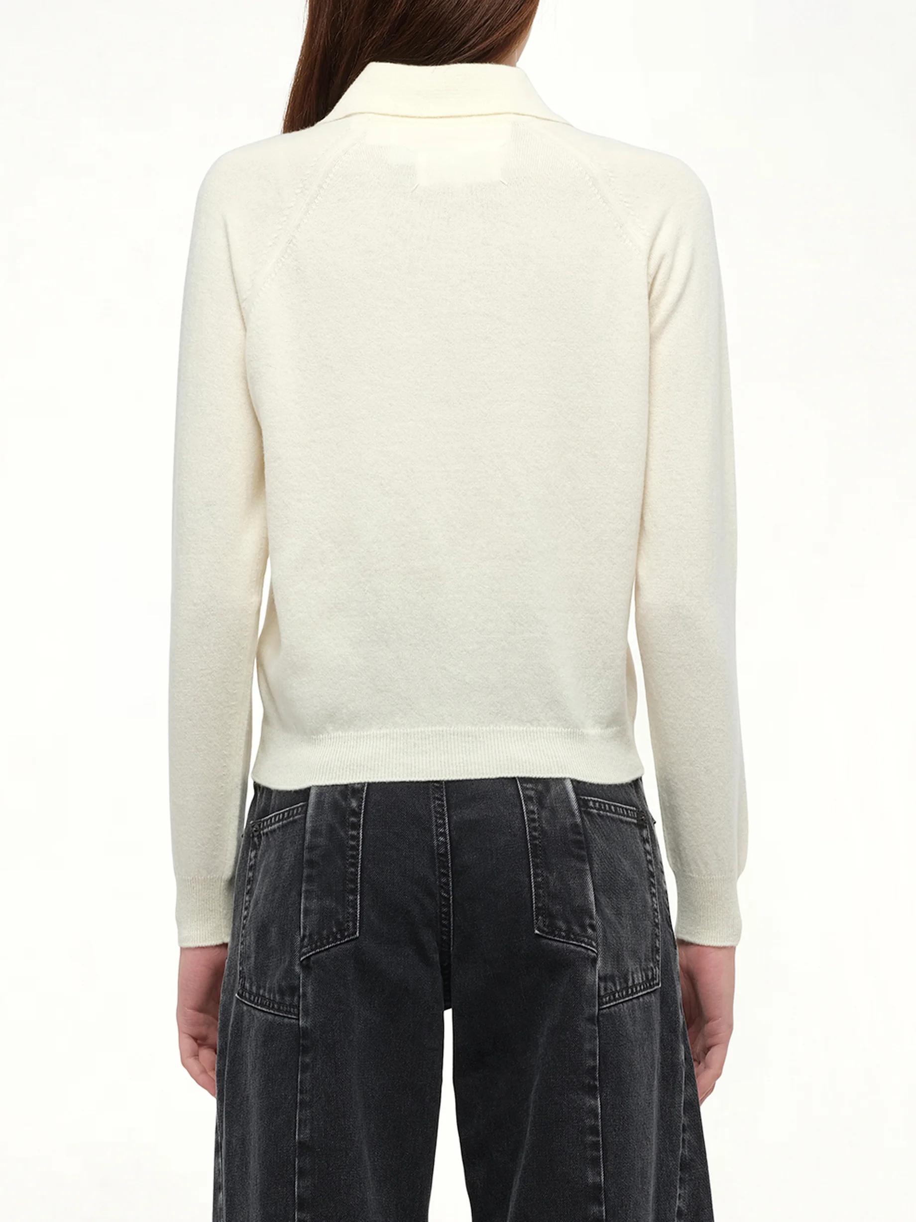 Wool Polo Shirt in Off White - Image 6