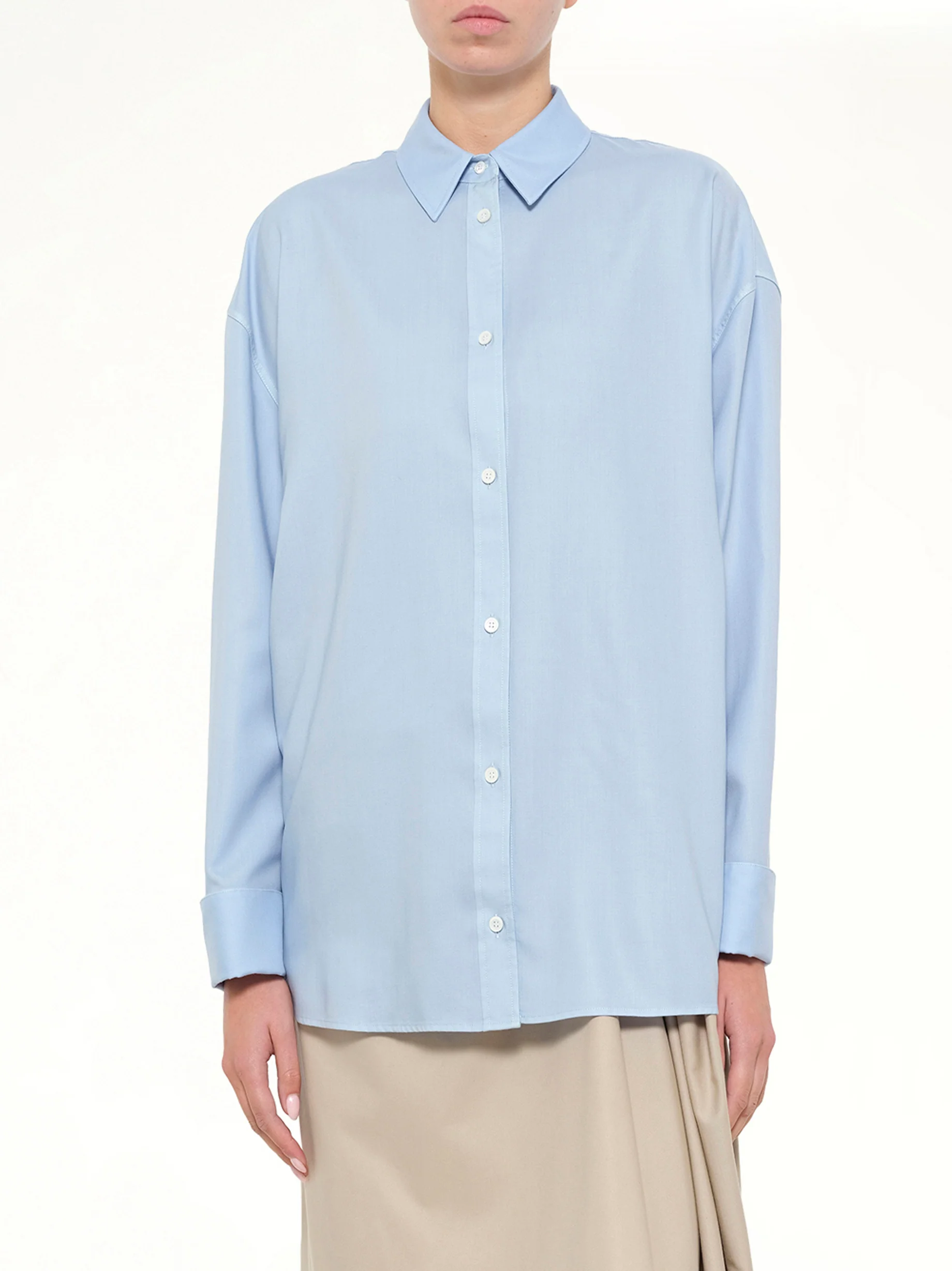 Wool-Silk Shirt in Blue - Image 6