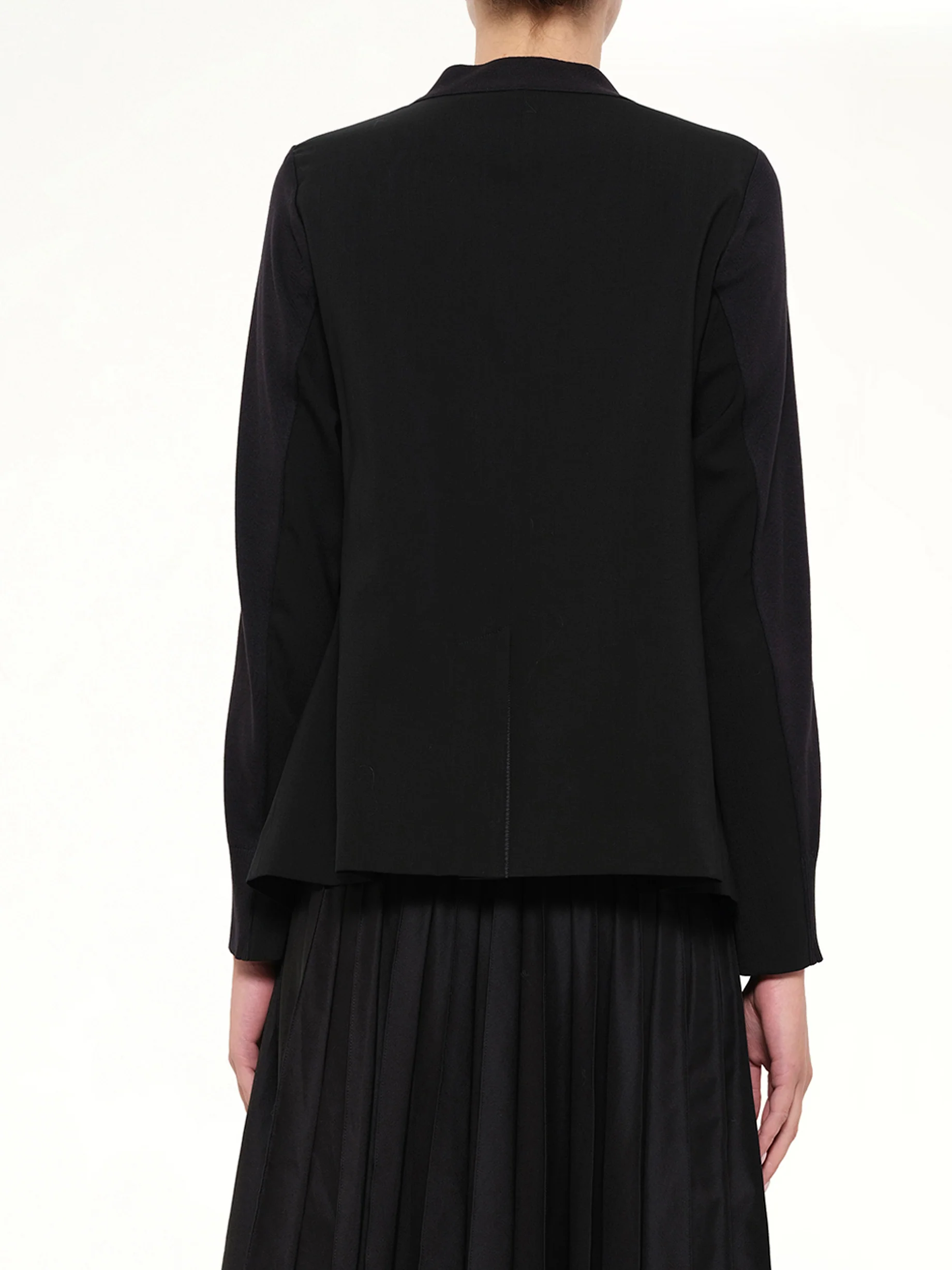 Wool Suiting x Cotton Knit Cardigan in Black - Image 5