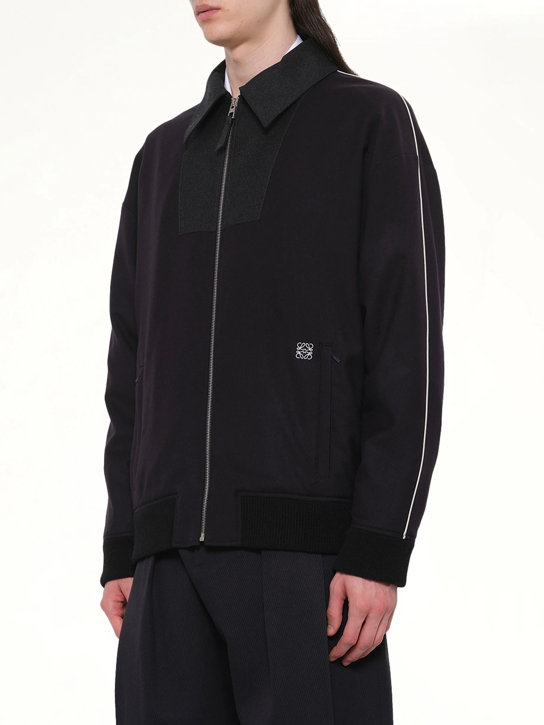 Wool Traksuit Jacket in Navy/Grey - Image 3