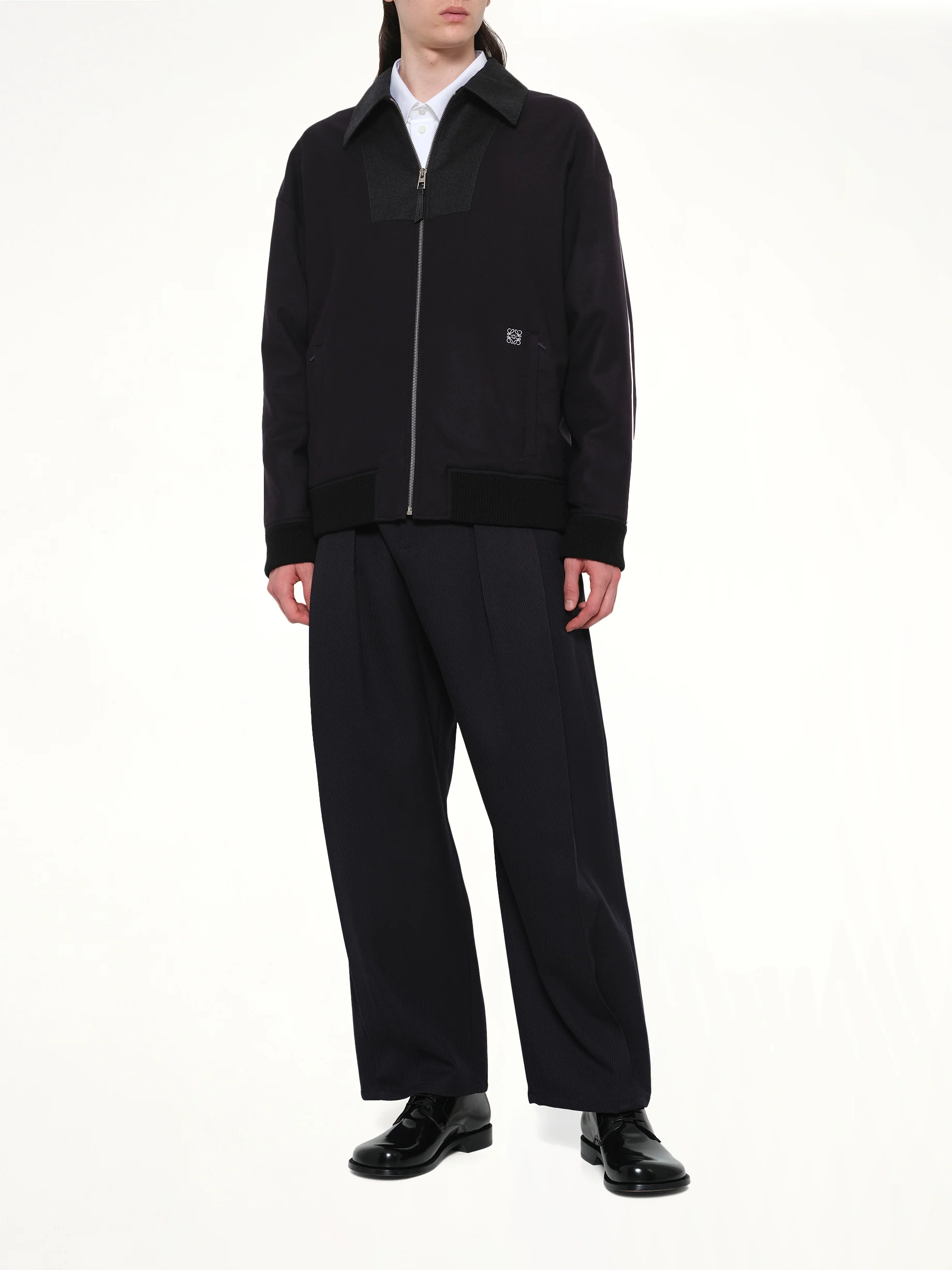 Wool Traksuit Jacket in Navy/Grey - Image 4