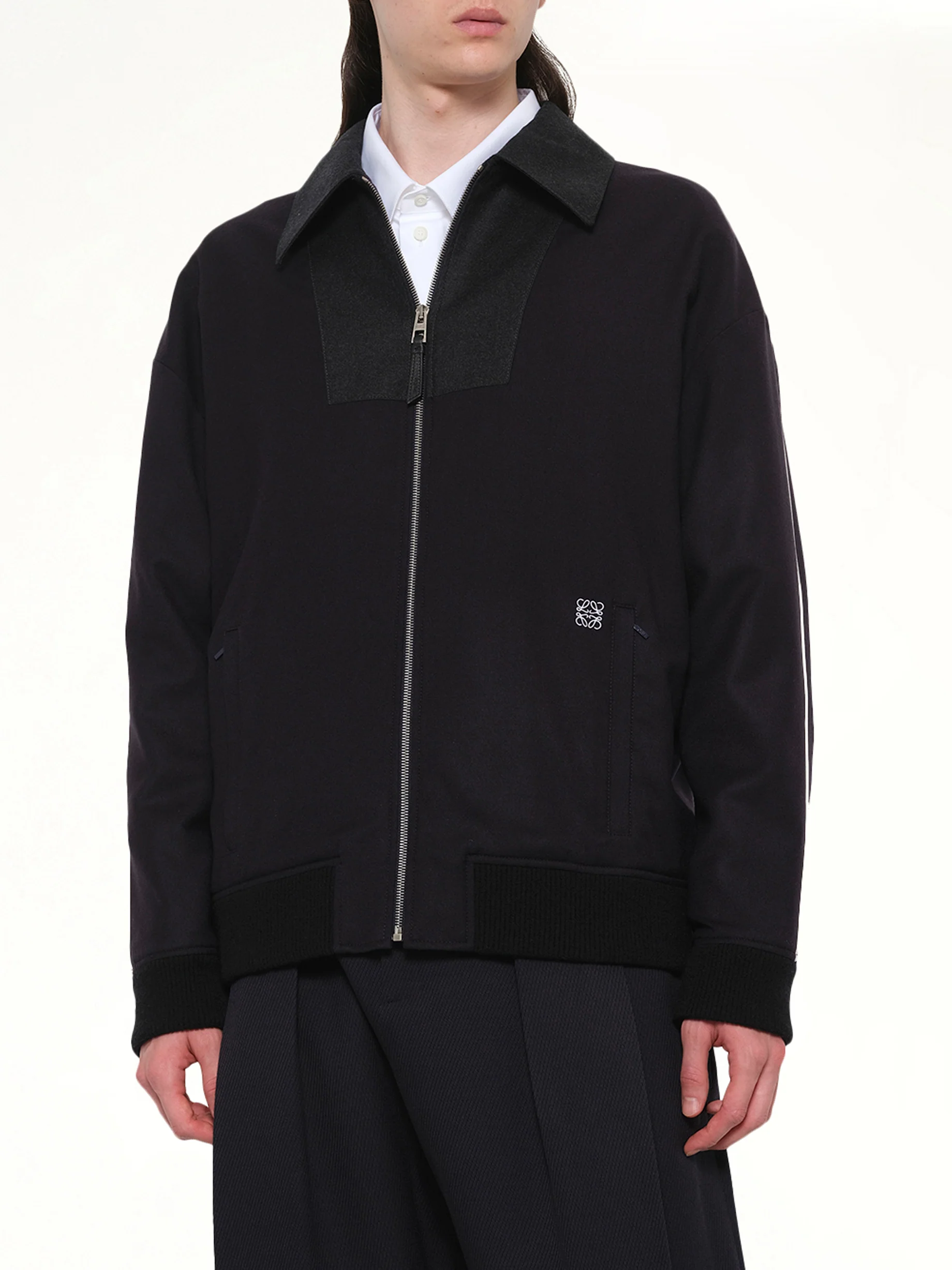 Wool Traksuit Jacket in Navy/Grey - Image 6
