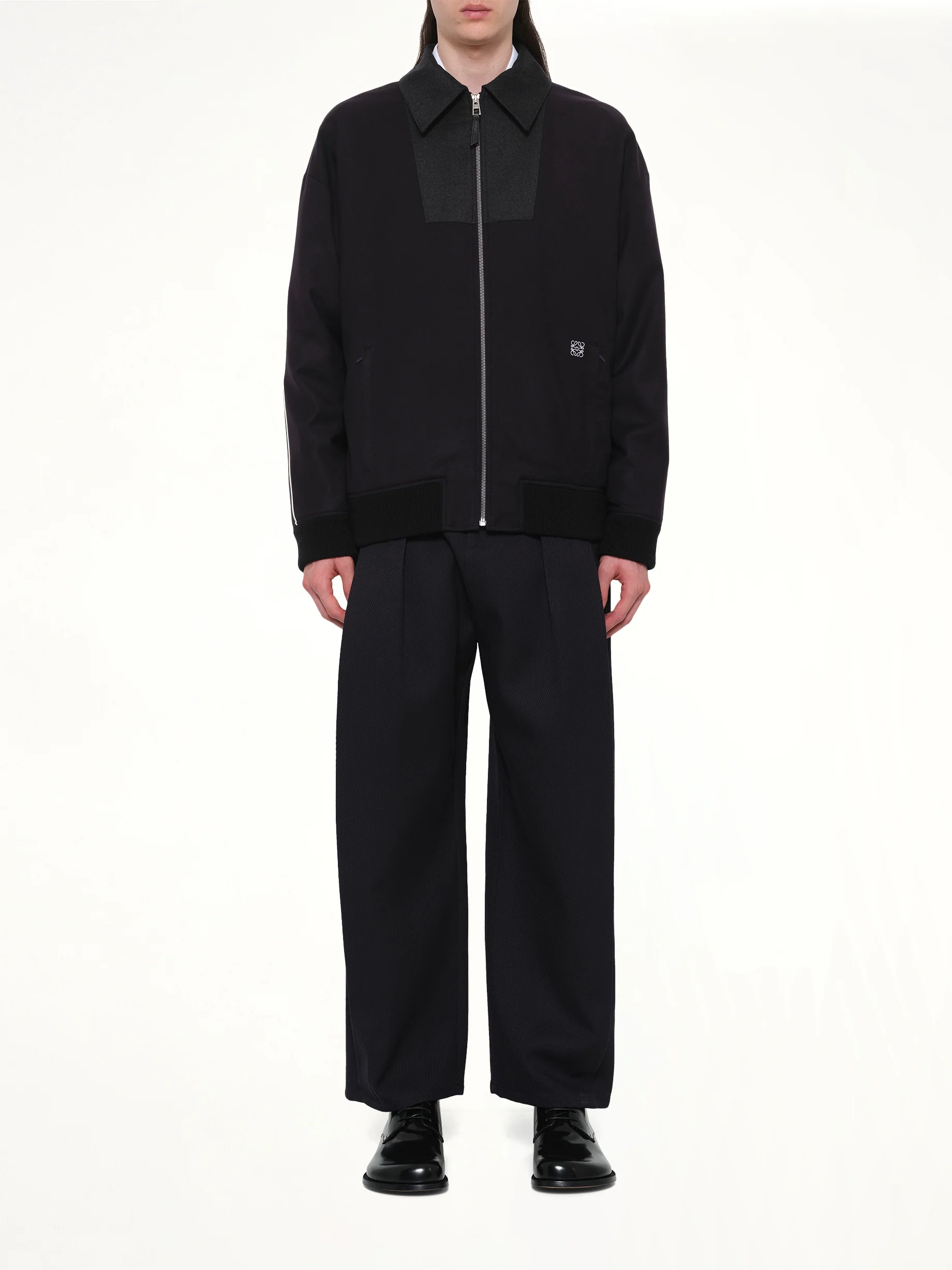 Wool Traksuit Jacket in Navy/Grey - Image 7