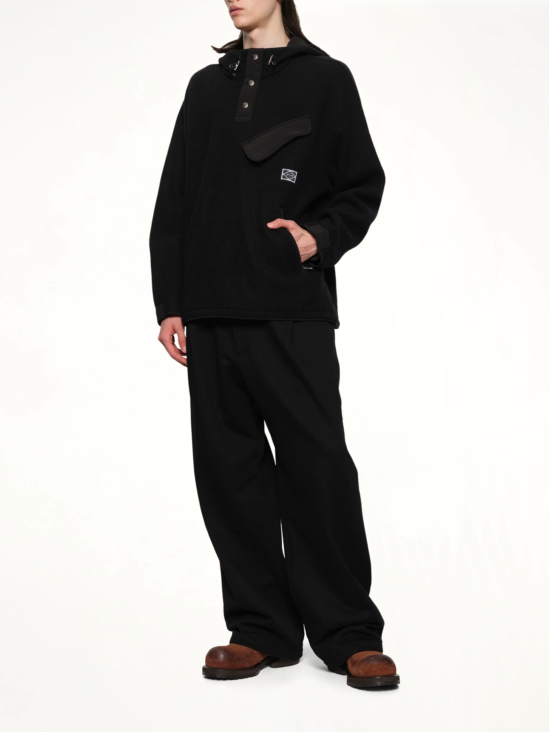Fleece Hoodie in Black - Image 4