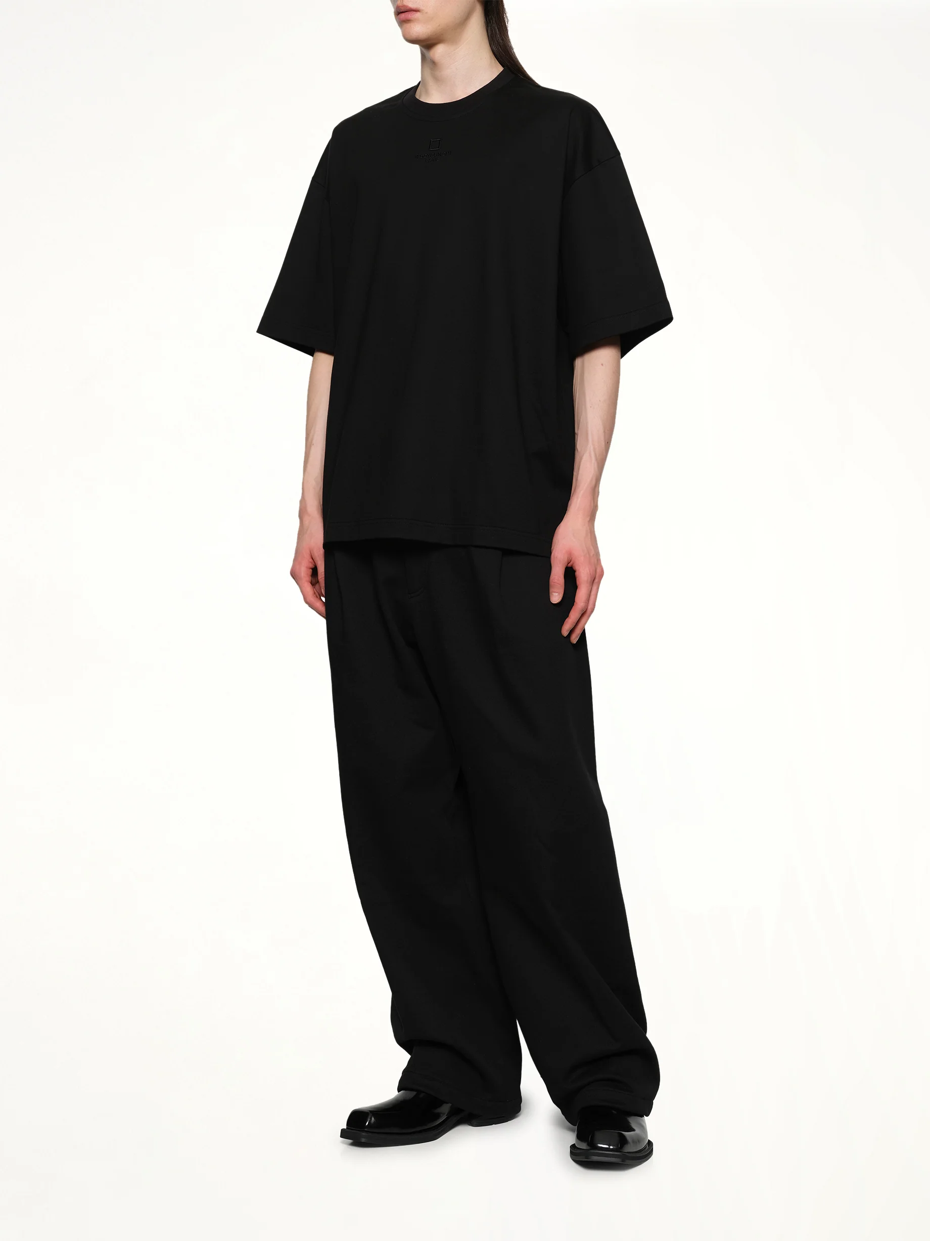 Square Embroidery T-Shirt in Black - Image 4