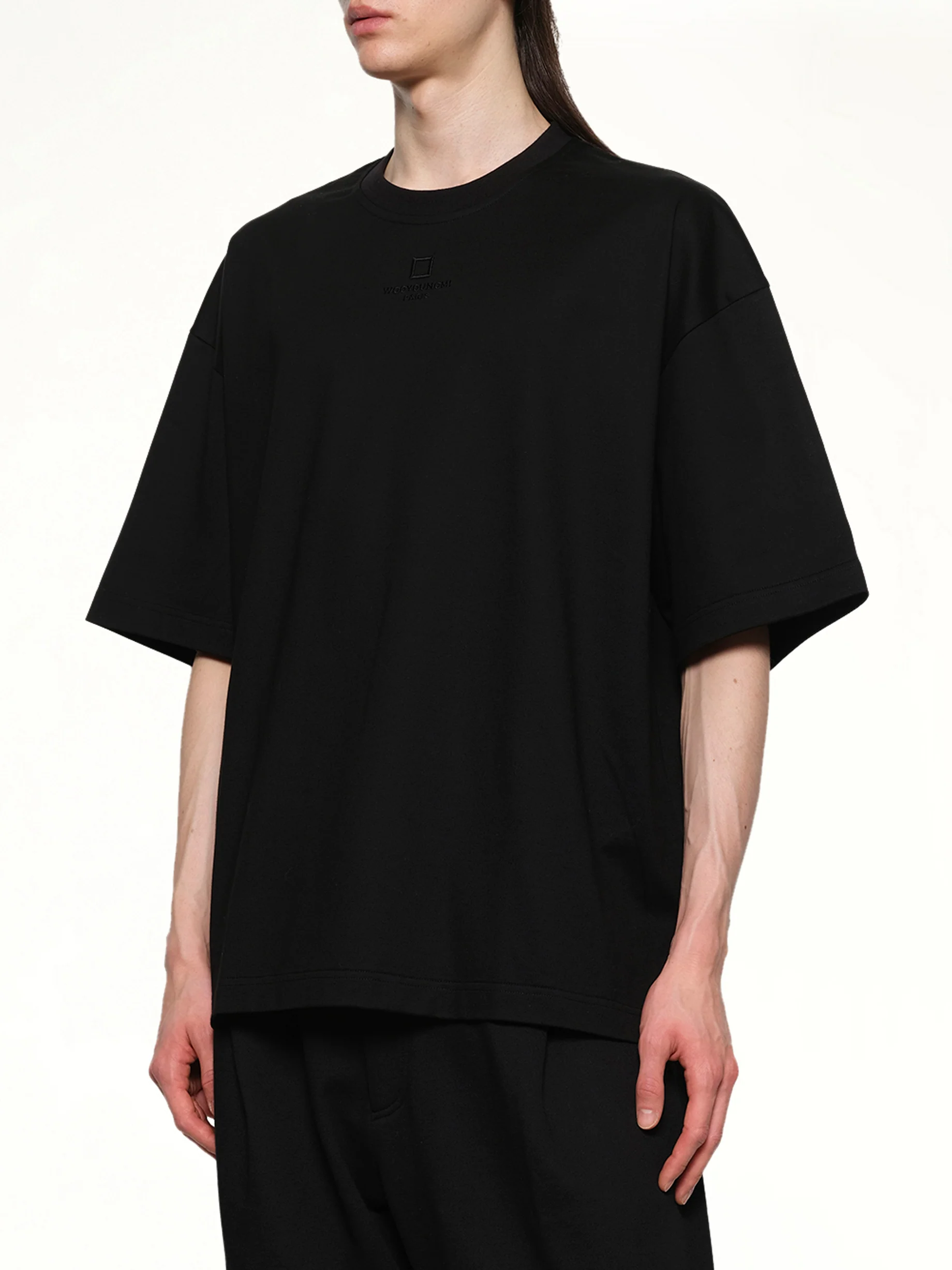 Square Embroidery T-Shirt in Black - Image 6