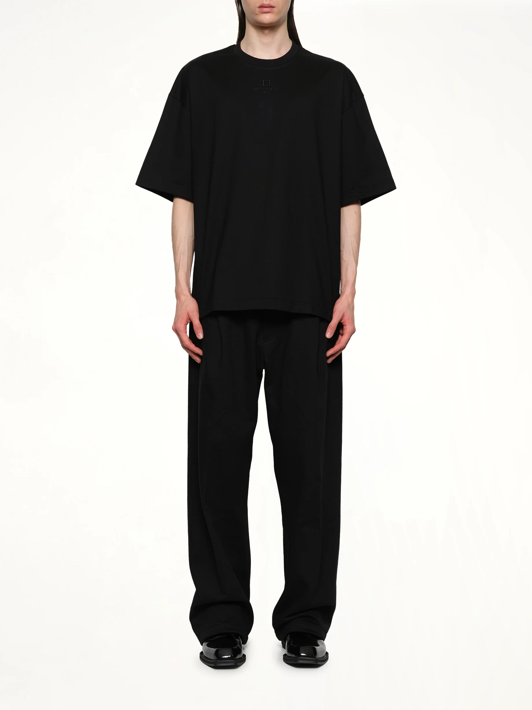 Square Embroidery T-Shirt in Black - Image 7