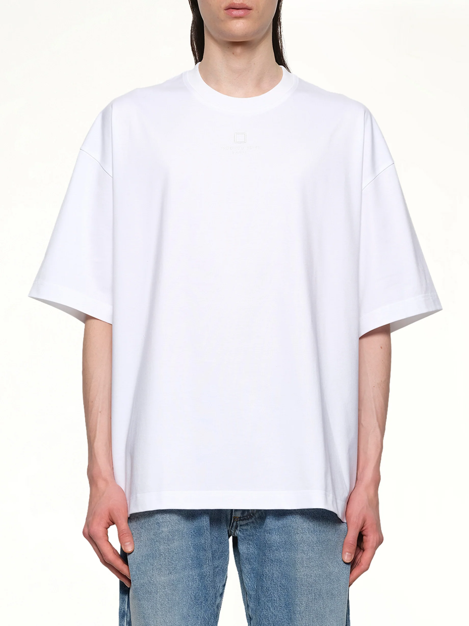 Square Embroidery T-Shirt in White