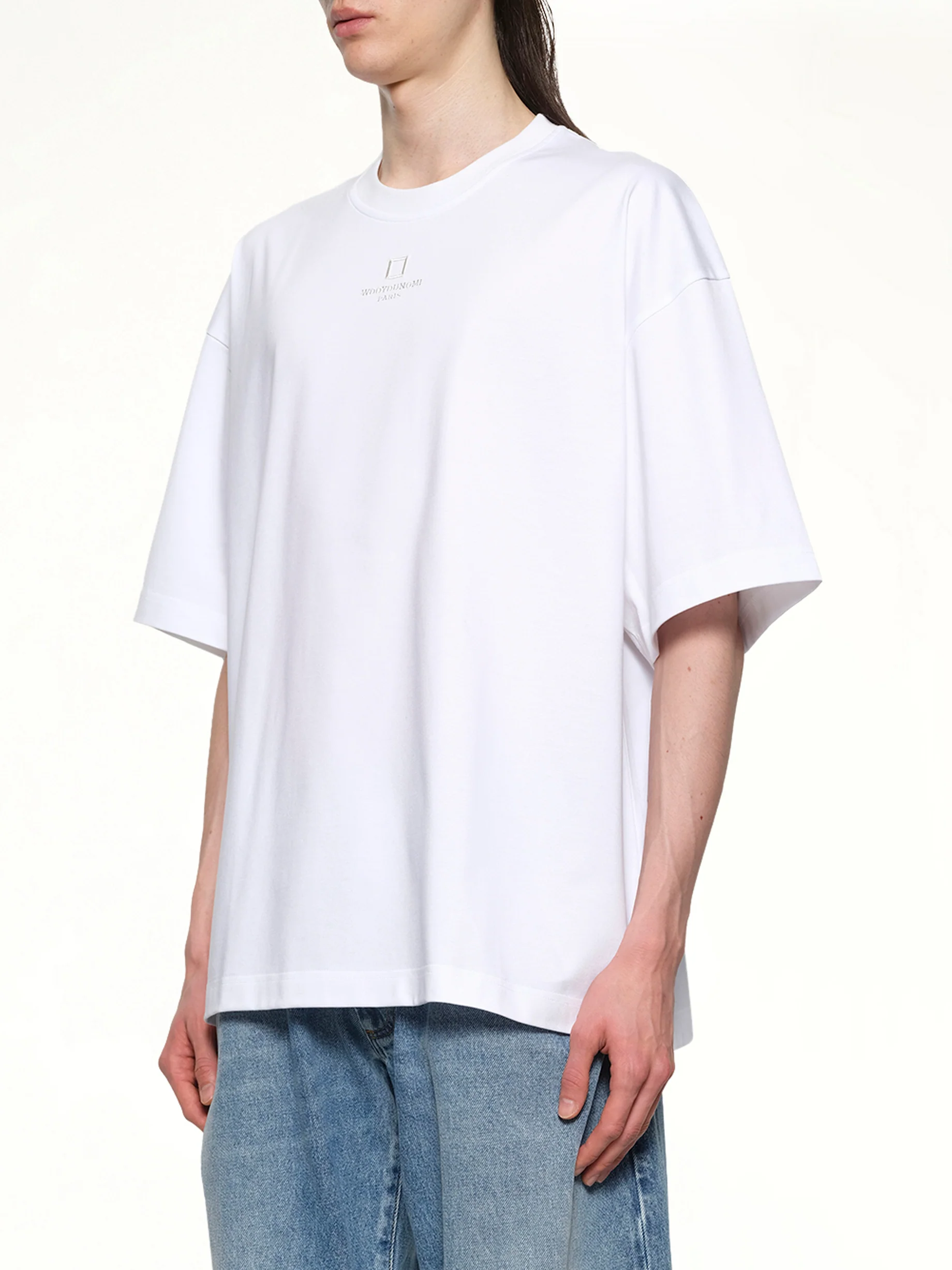 Square Embroidery T-Shirt in White - Image 3