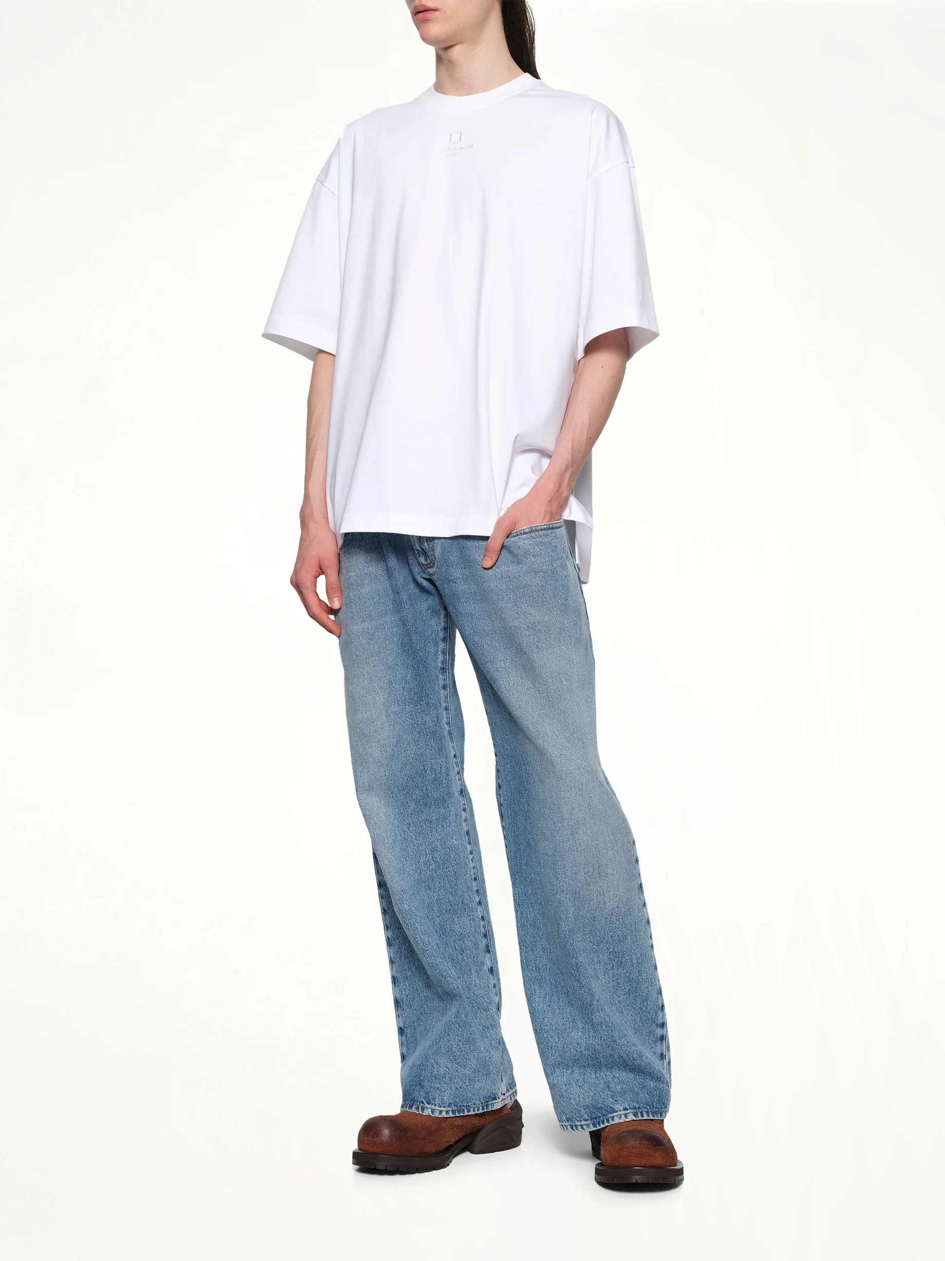 Square Embroidery T-Shirt in White - Image 4