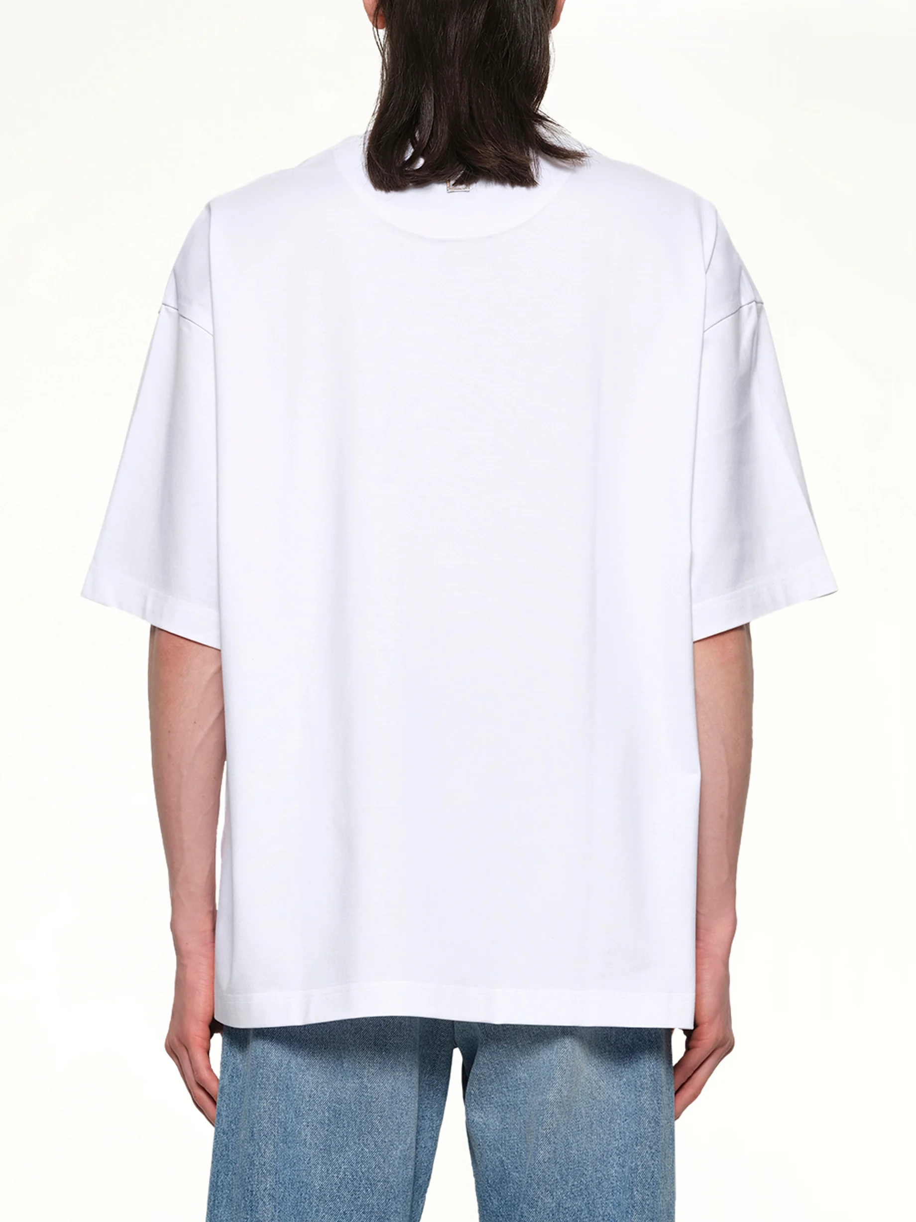 Square Embroidery T-Shirt in White - Image 5