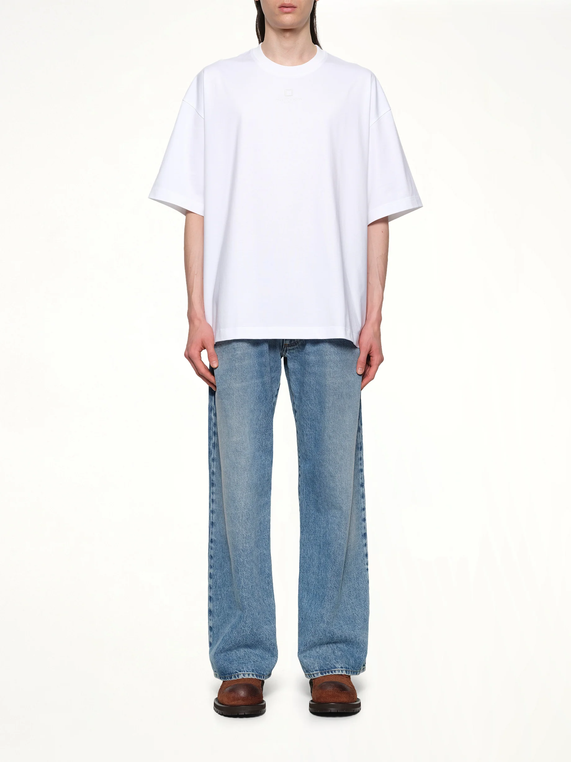 Square Embroidery T-Shirt in White - Image 6