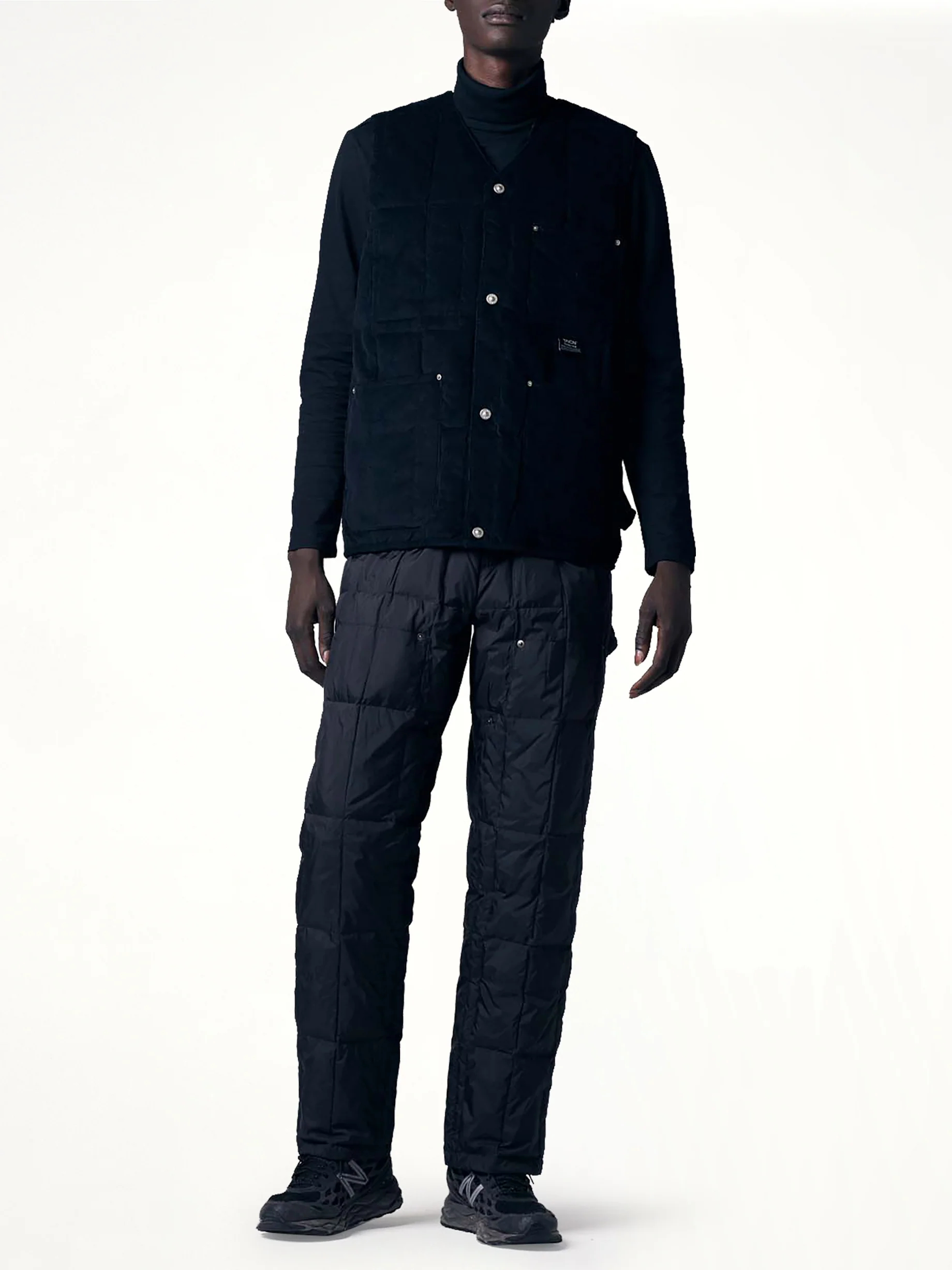 Work V Neck Button Down Vest in Black - Image 4