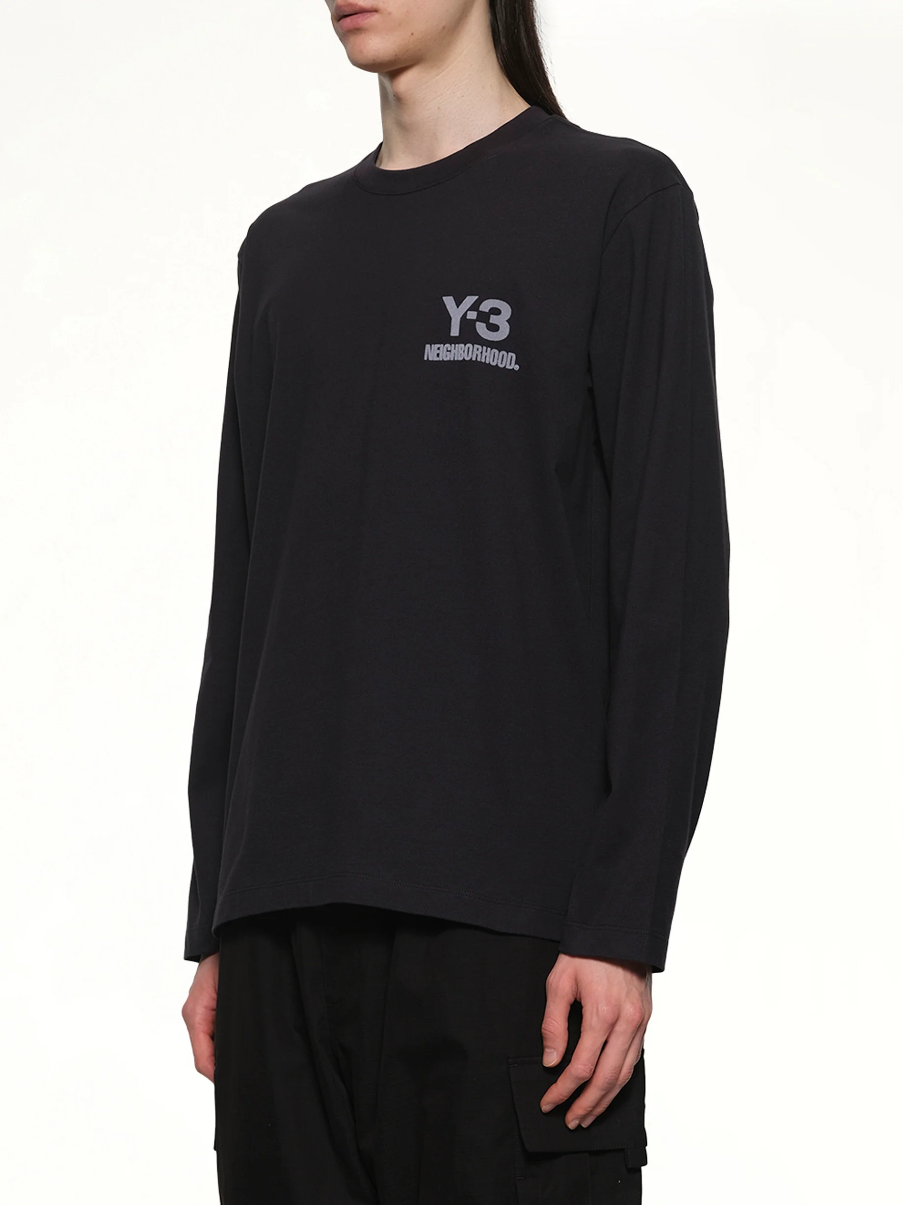 Y-3 X NBHD Logo Ls T-Shirt in Black - Image 3