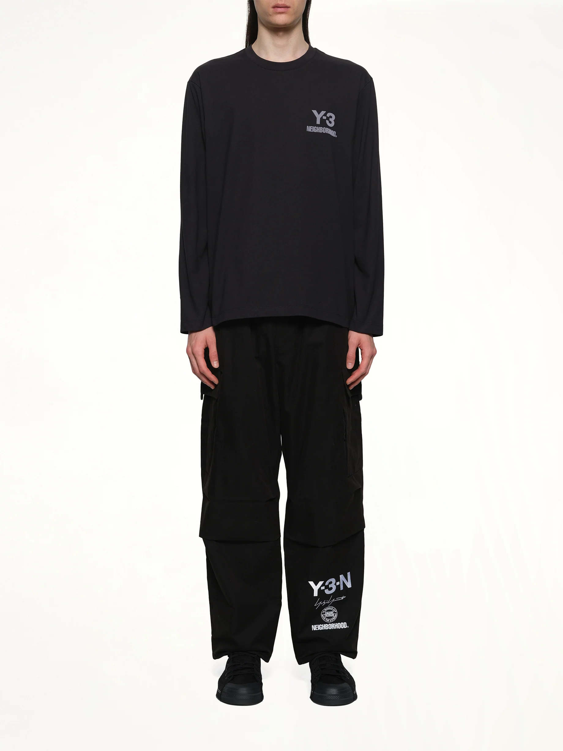 Y-3 X NBHD Logo Ls T-Shirt in Black - Image 7